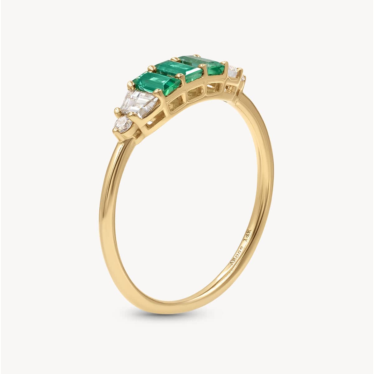 Emerald Trinity Ring - 14K Gold Plated Sterling Silver Stackable Ring for Women - Perfect for Engagement, Anniversary, and Everyday Wear