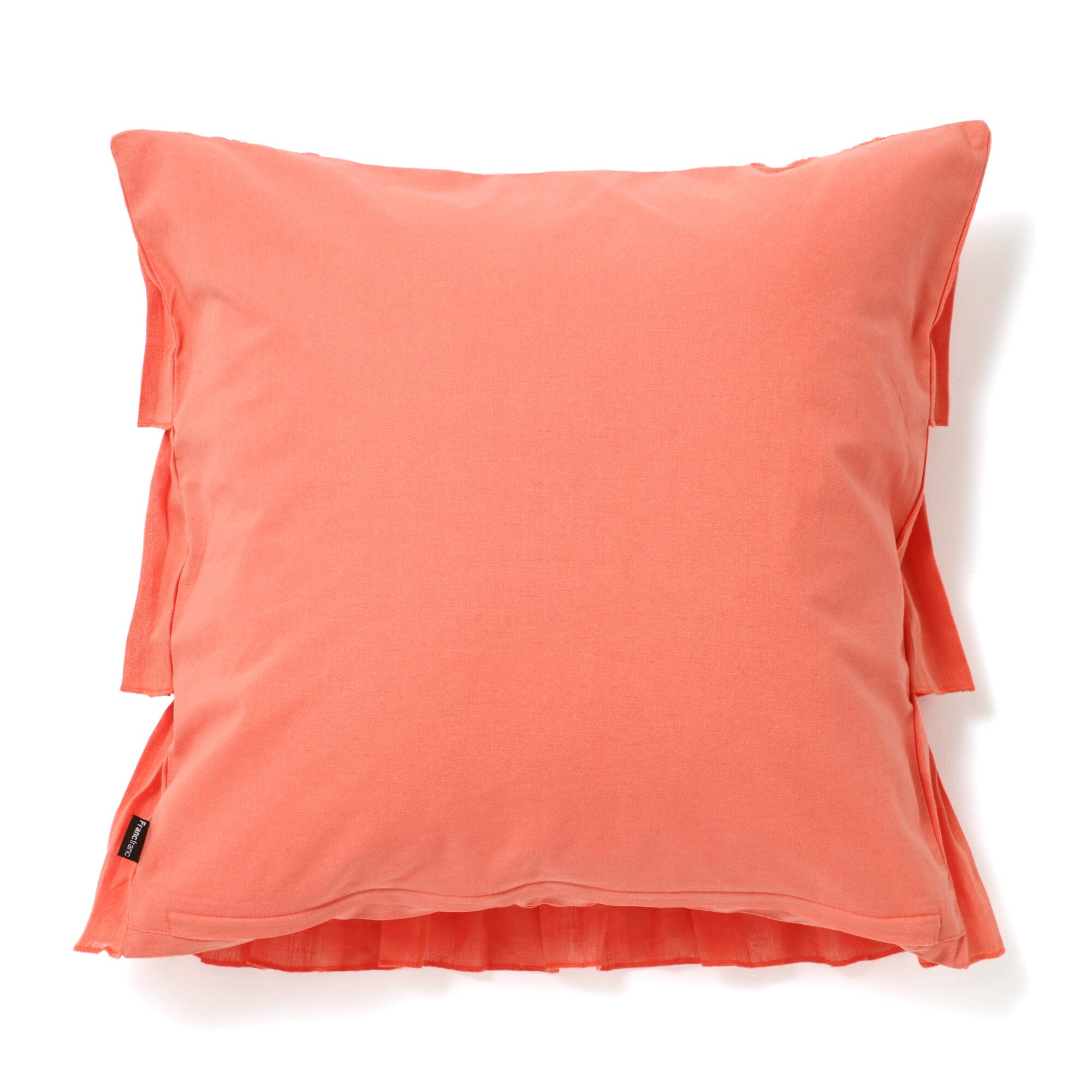 Premium Linen Frill Cushion Cover 18x18 Inches - Soft Orange Decorative Pillow Case for Sofa, Bed, Living Room - Home Decor Accent for Cozy Comfort