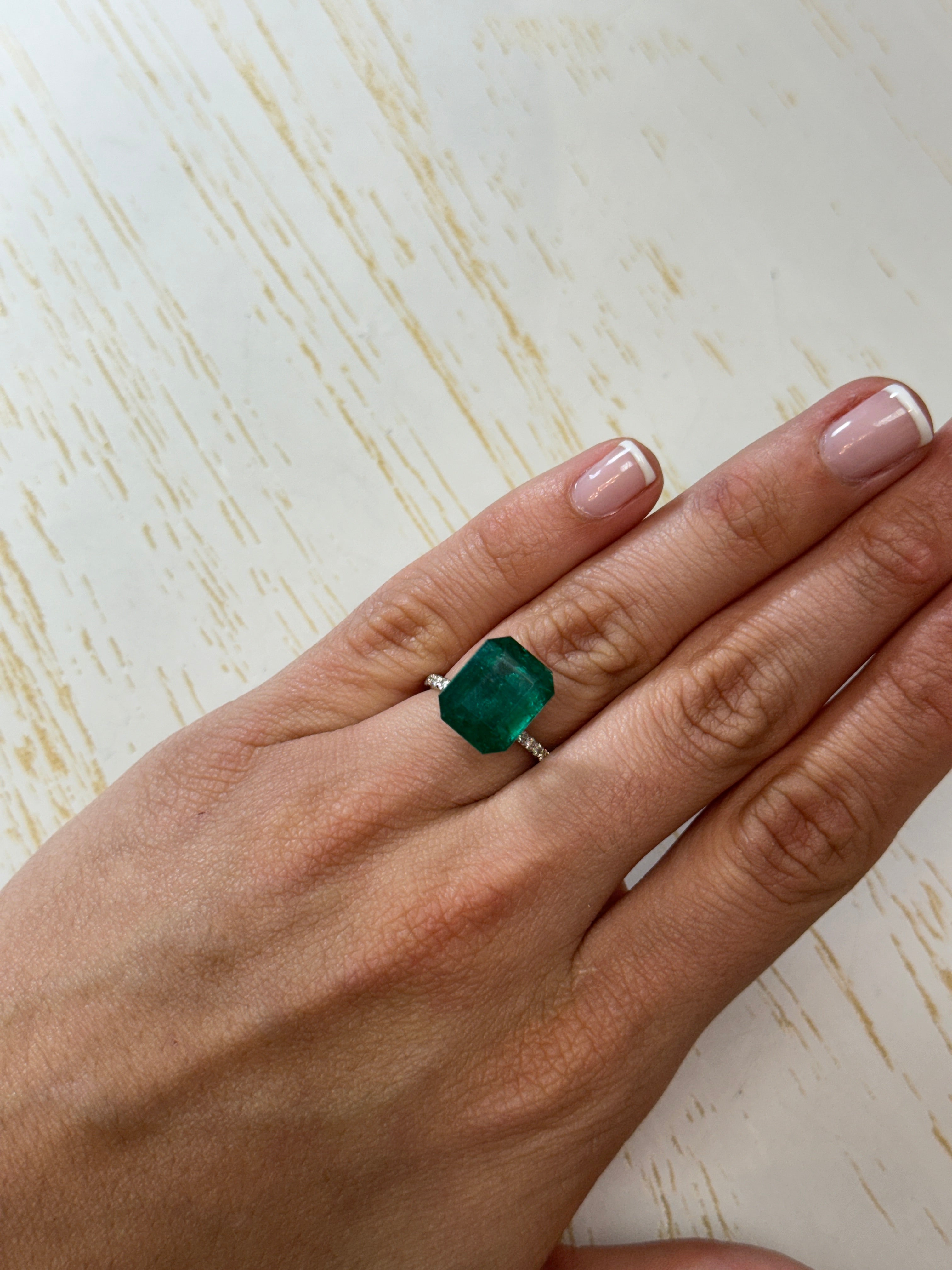 8.60 Carat 13.5x11mm Deep Green Emerald Cut Loose Zambian Emerald Gemstone for Jewelry Making - Engagement Rings, Pendants & Earrings