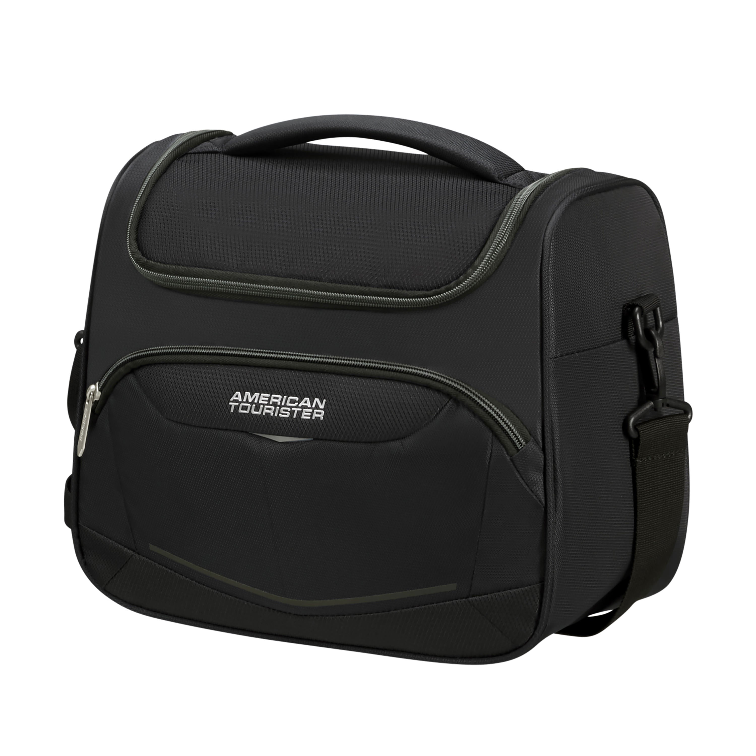 American Tourister Summerride Large Toiletry Bag for Travel - Waterproof Cosmetic Makeup Organizer with Hanging Hook, Perfect for Vacation, Gym & Business Trips (Black)
