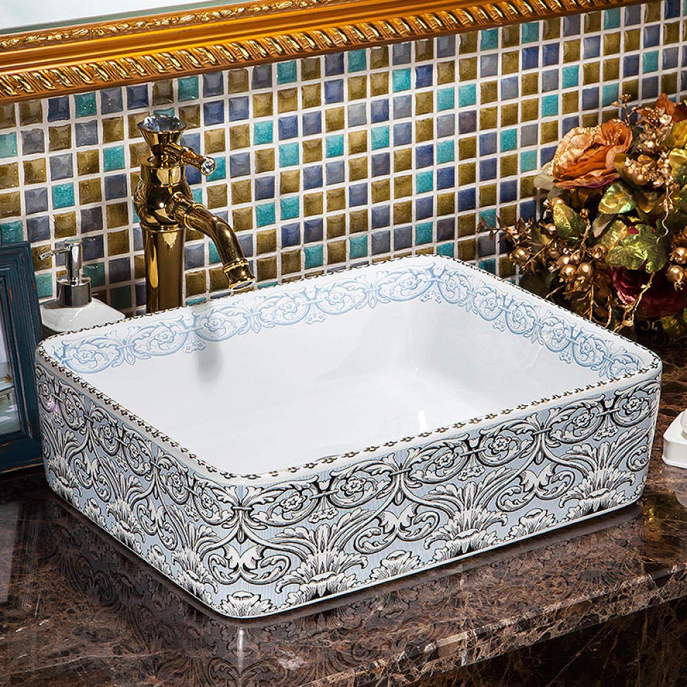 Premium Ceramic Rectangular Vessel Sink - Modern Countertop Bathroom Basin for Vanity & Wardrobe | Artful Wash Basin for Contemporary Homes, Hotels & Luxury Bathrooms