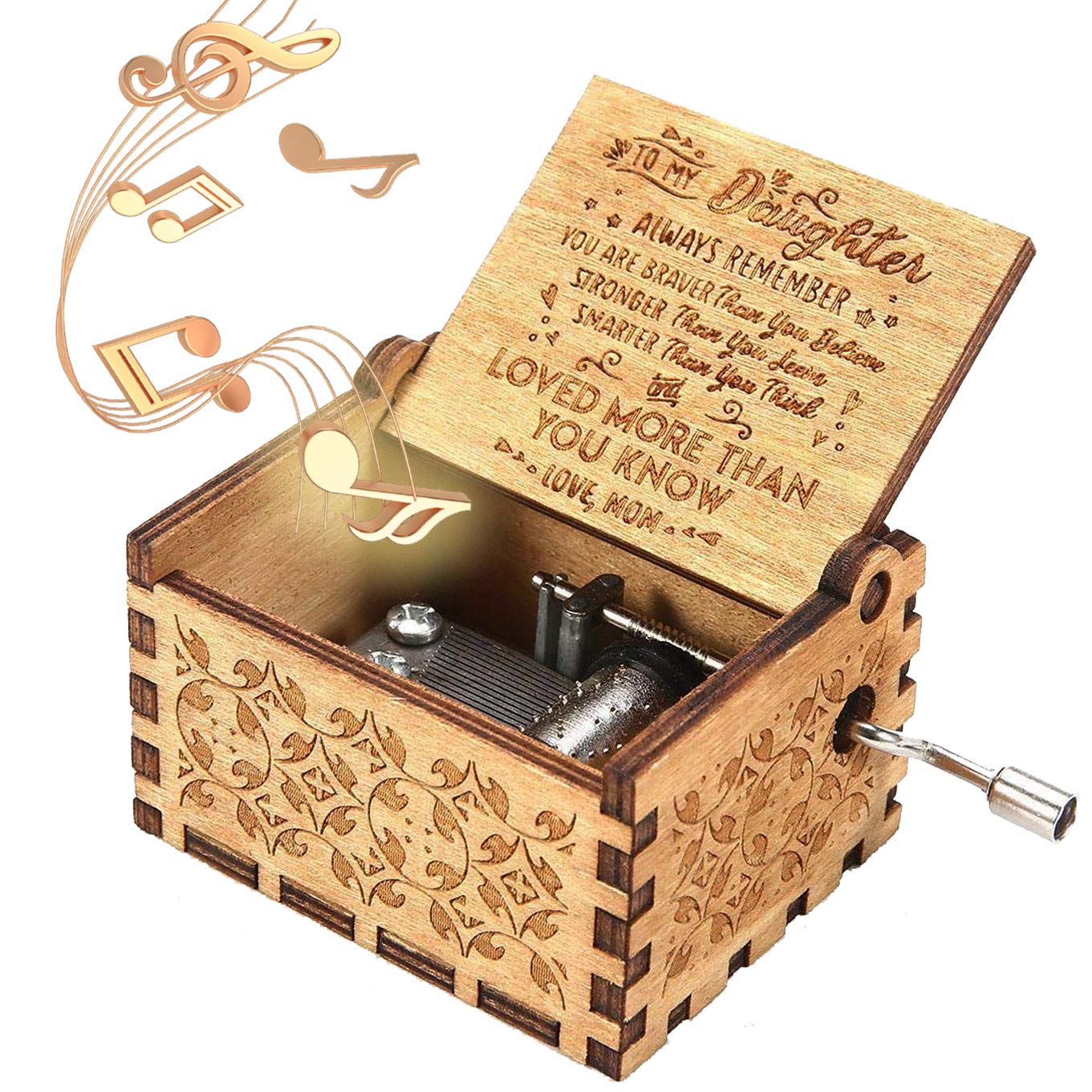 UKEBOBO Wooden Music Box - 'You Are My Sunshine' Handcrafted Musical Gift for Daughter from Mom - Perfect for Birthdays, Anniversaries & Special Moments - 1 Set