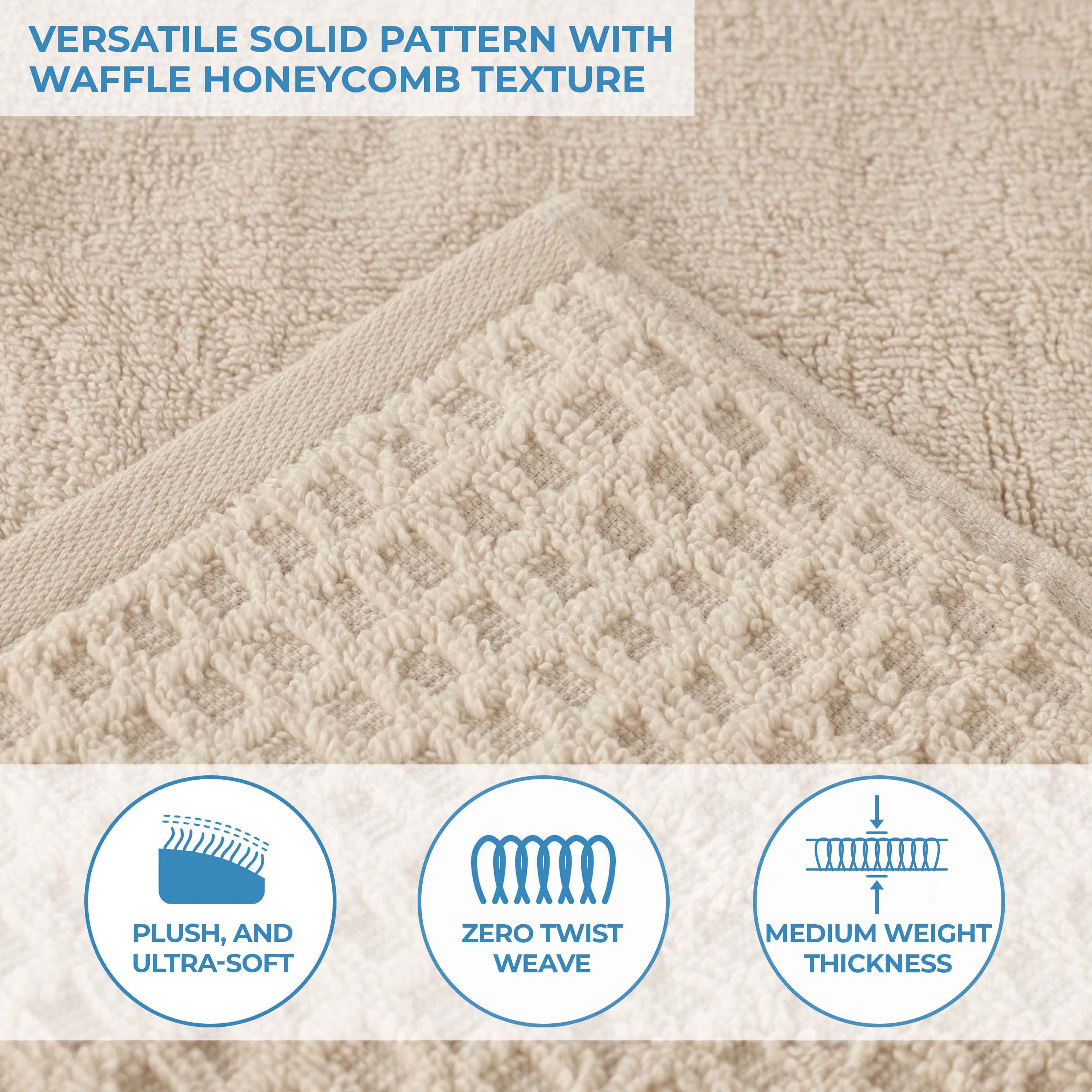 Premium Zero Twist Cotton Waffle Honeycomb Bath Towel Set of 2 - Ultra Soft & Highly Absorbent - Perfect for Spa, Bathroom & Luxury Home Use