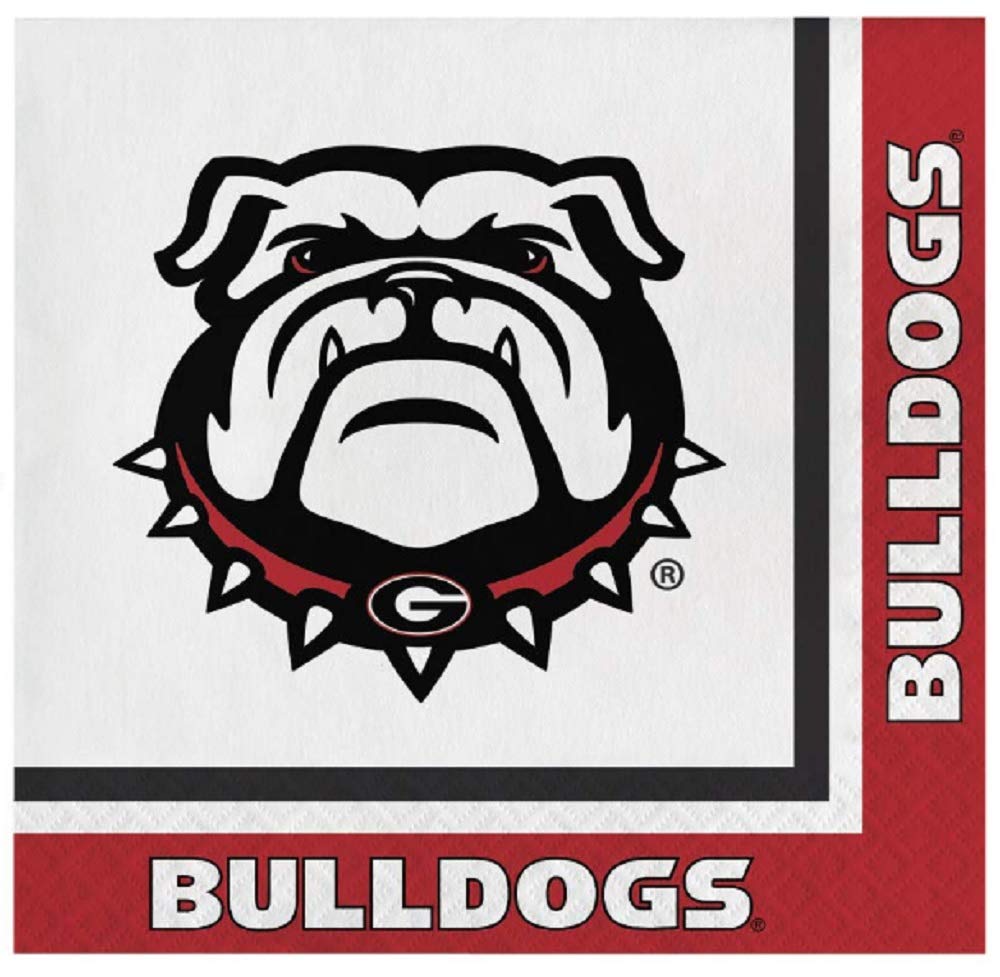 Georgia Bulldogs Themed Lunch Napkins - 60 Count Disposable Paper Napkins for Game Day, Tailgating, and Party Decorations