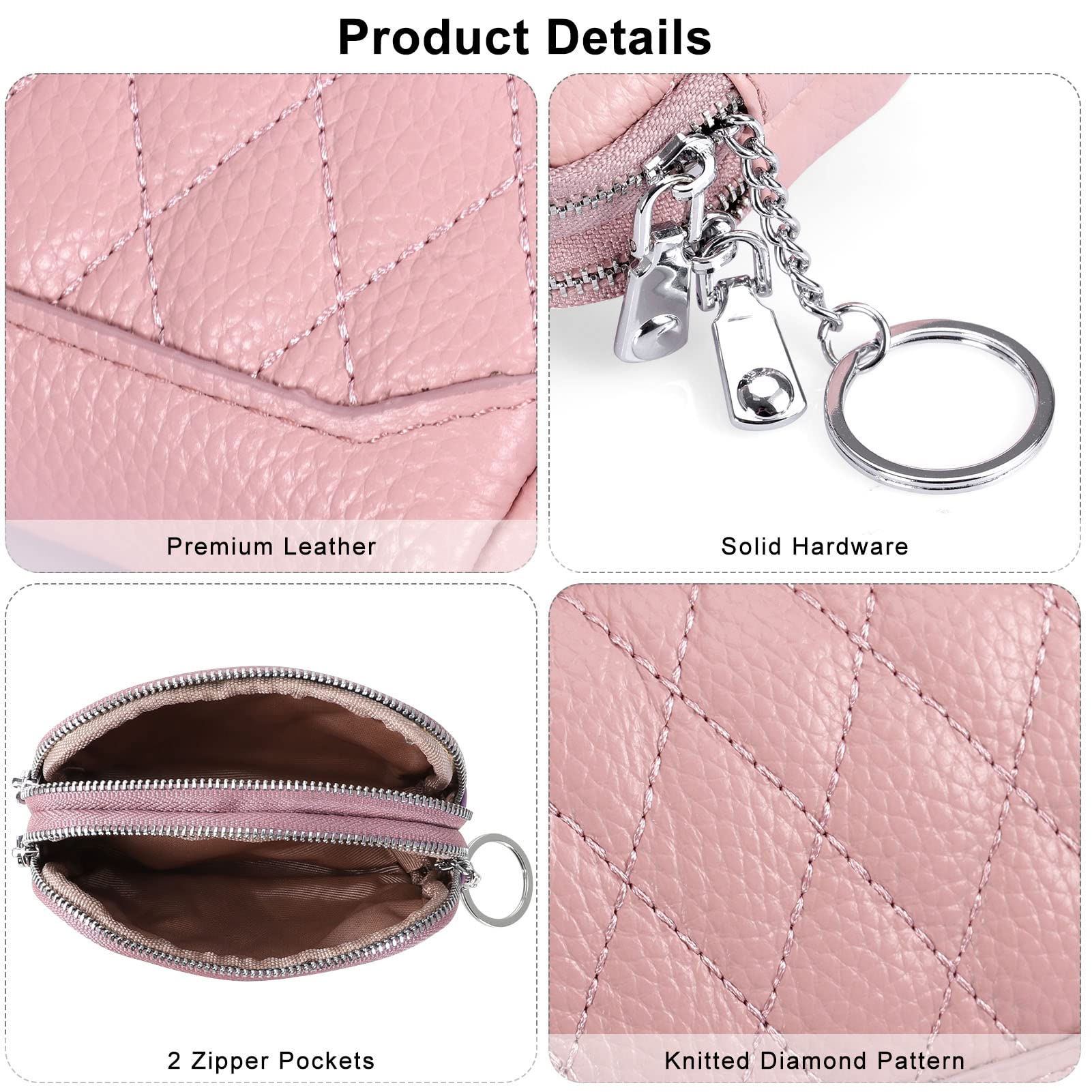 Genuine Leather Small Coin Purse Wallet for Women - Compact Change Holder with Keychain Ring - Perfect for Keys, Coins & Cards (Daily Use, Travel, Gift Idea)