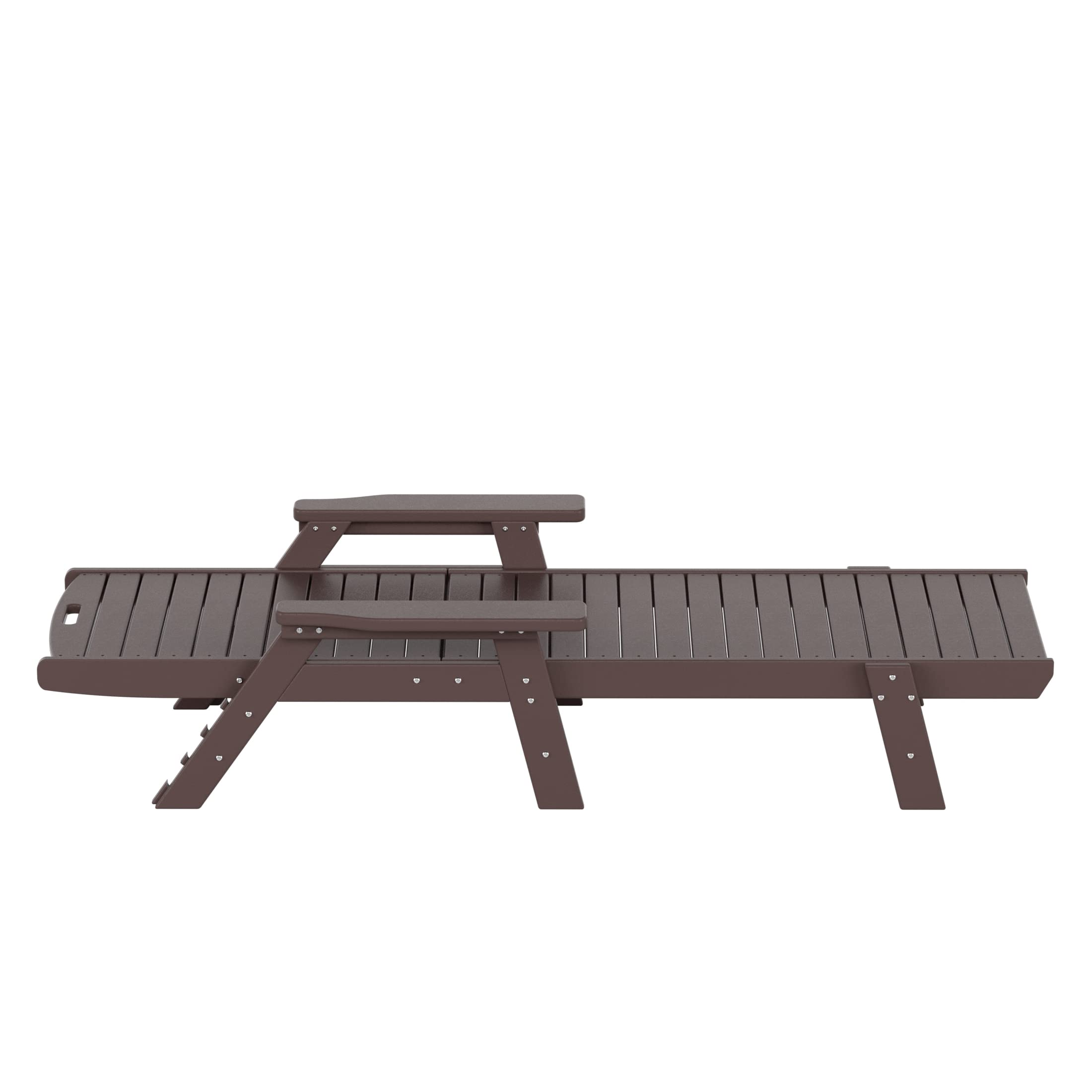 Premium HDPE Adirondack Reclining Chaise Lounge - Durable Poly Lumber Outdoor Chair with Armrests | UV & Weather Resistant for Patio, Backyard, Beach, Poolside | Perfect for Relaxing, Sunbathing & Outdoor Entertaining (Dark Brown)