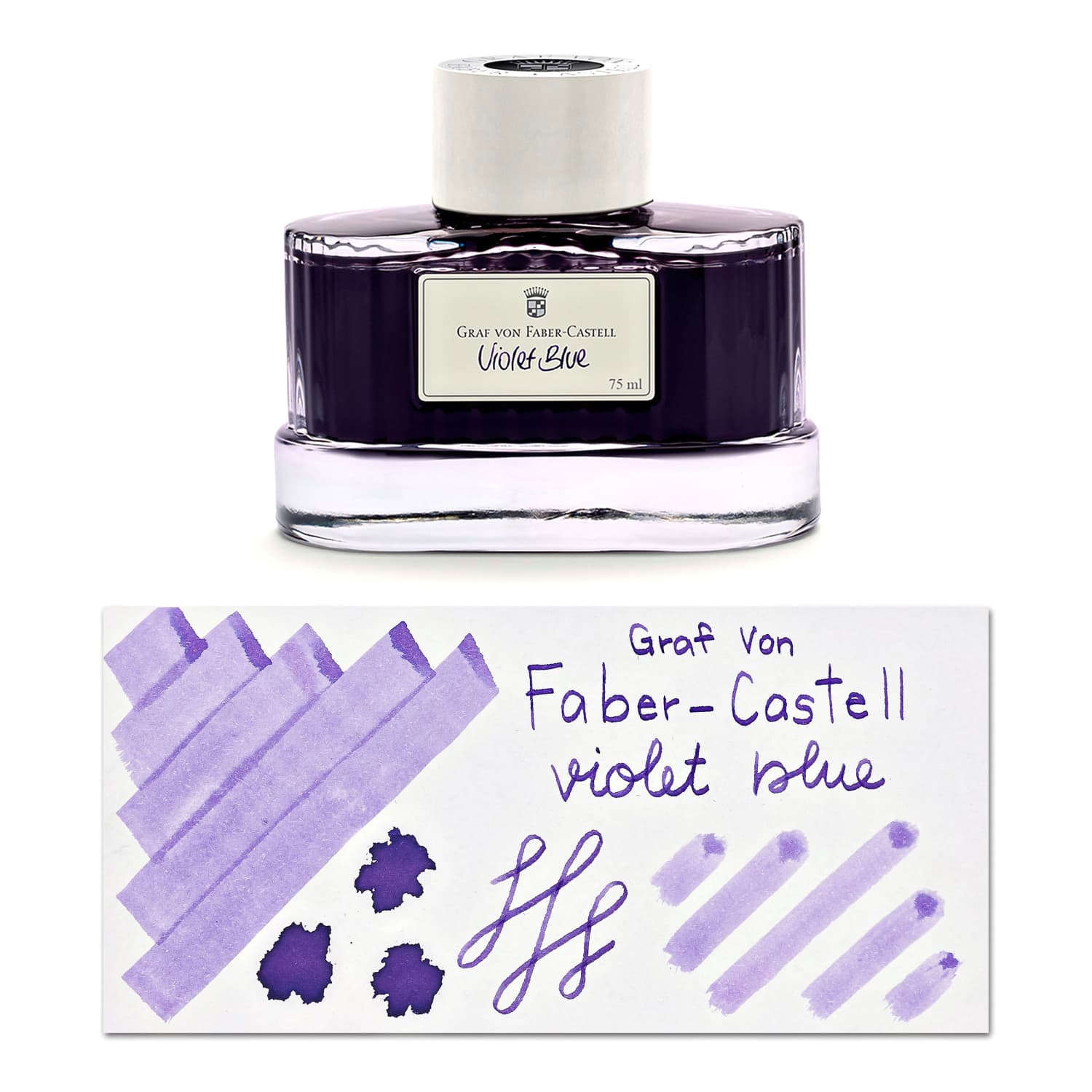 Graf von Faber Castell Violet Blue Bottled Ink - 75 mL for Fountain Pens, Calligraphy & Artistic Writing