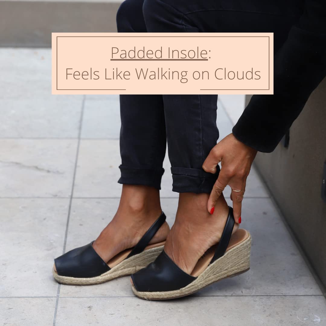 Women's Espadrille Wedge Sandals - Soft Leather Peep Toe Dressy Summer Shoes | Casual Slip-On Comfort for Beach, Vacation & Everyday Wear