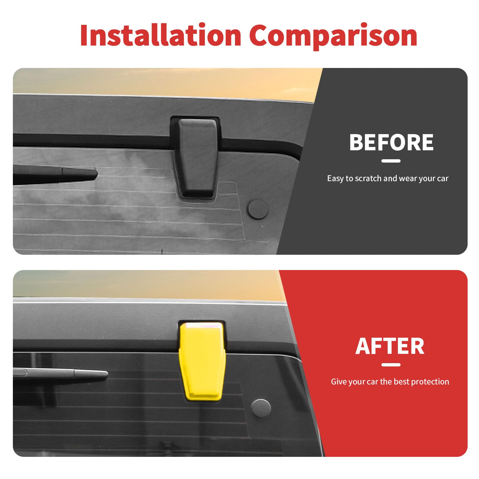 2007-2018 Jeep Wrangler JK JKU Rear Tail Window Hinge Cover Trim - Yellow Exterior Accessory | Weatherproof Decoration for Off-Road Adventures & Daily Driving