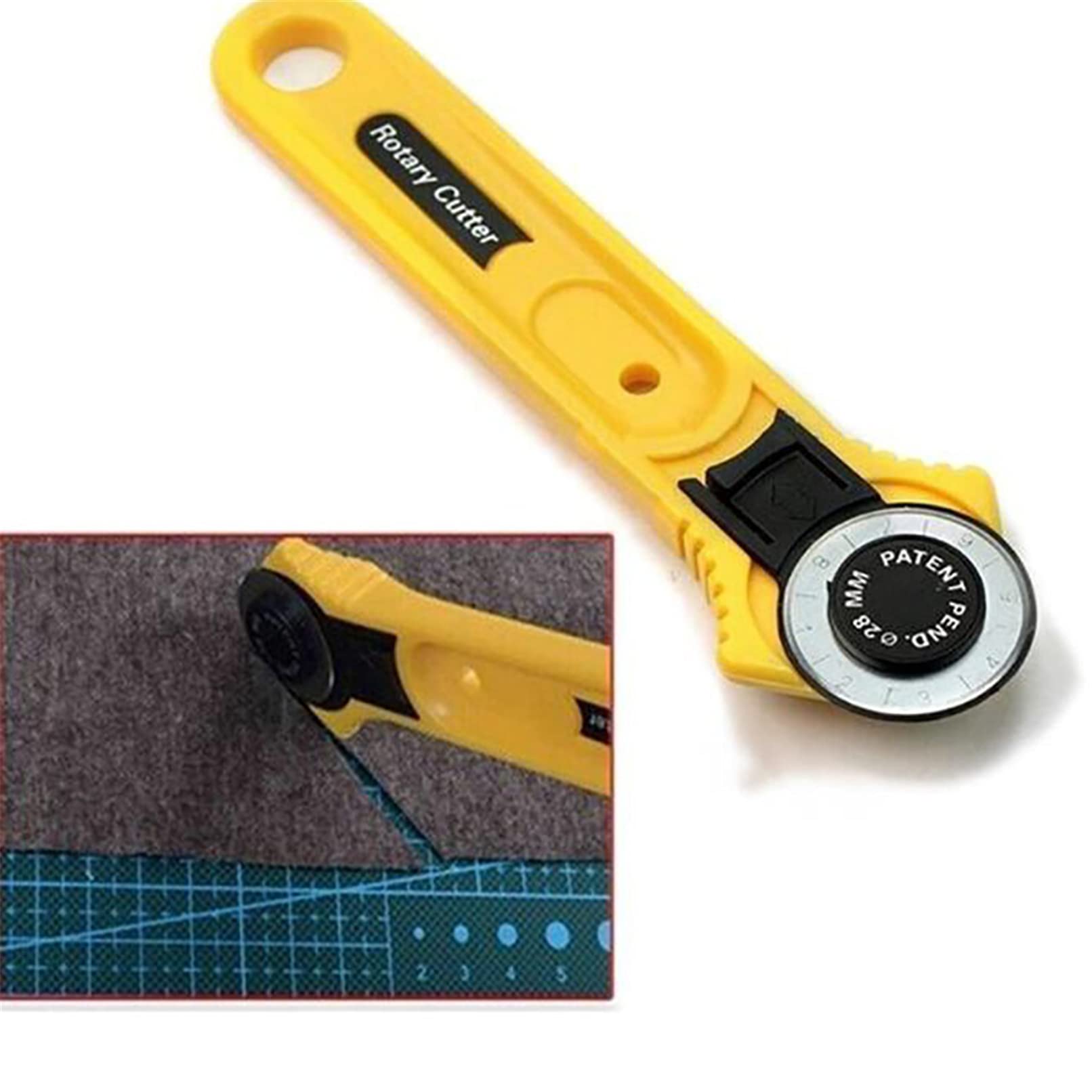 Sevenfly Rotary Fabric Cutter - Professional Round Cutting Knife for Sewing, Quilting & Crafting - Ergonomic Yellow Blade for Precise Fabric Cutting - Perfect for DIY Projects, Dressmaking & Scrapbooking