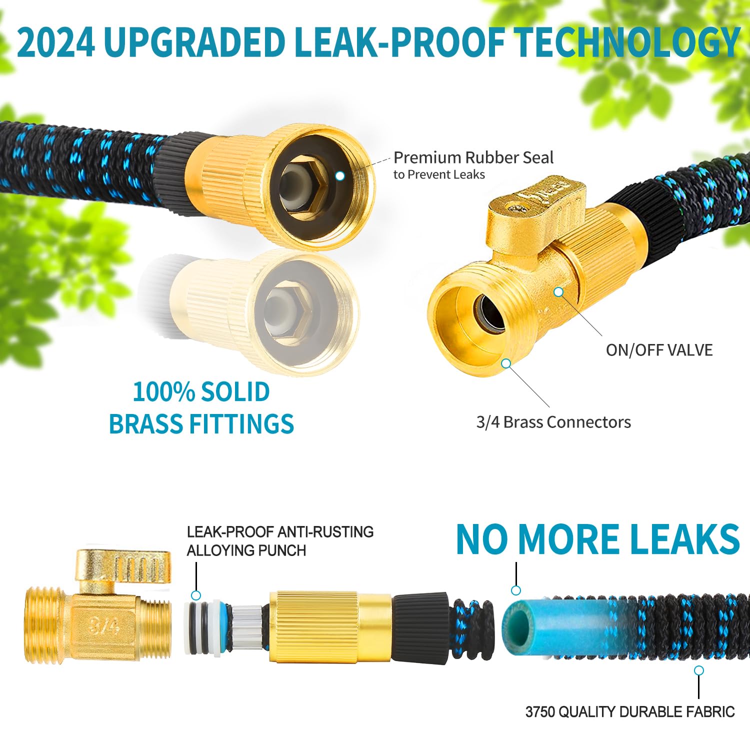 100 ft Expandable Garden Hose with 10-Function Spray Nozzle - 2024 Upgraded Flexible Water Hose for Yard, Car Wash & Outdoor Use - Lightweight Leakproof Expanding Pipe with Solid Brass Connectors - Perfect for Gardening, Lawn Care, and Outdoor Cleaning