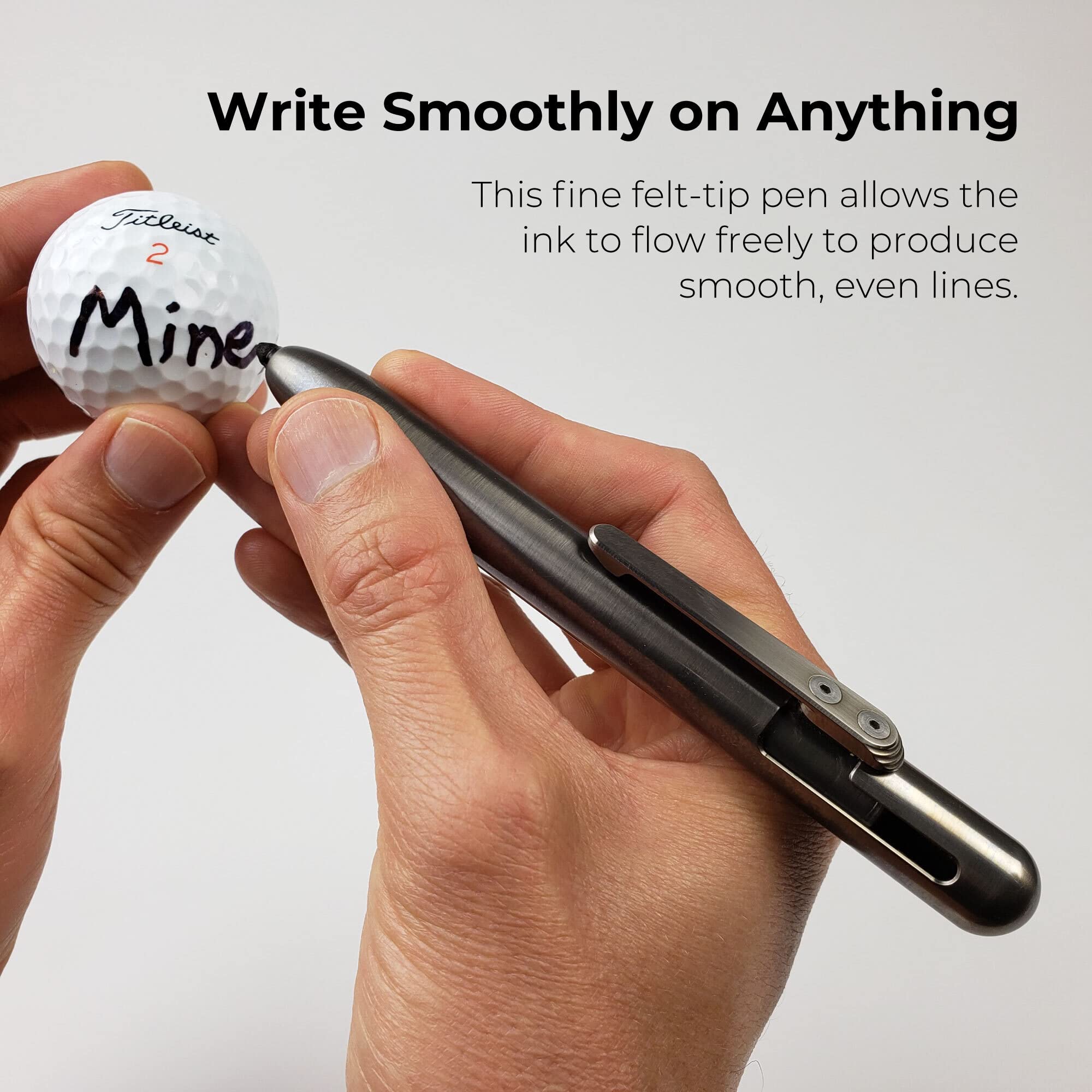 MARKSMITH Titanium Retractable Permanent Marker - Fine Point EDC Pen for Professionals & Hobbyists | Bolt Action One-Handed Writing on Metal, Glass, Plastic | Ideal for Construction, Workshops, Office & Outdoor Use