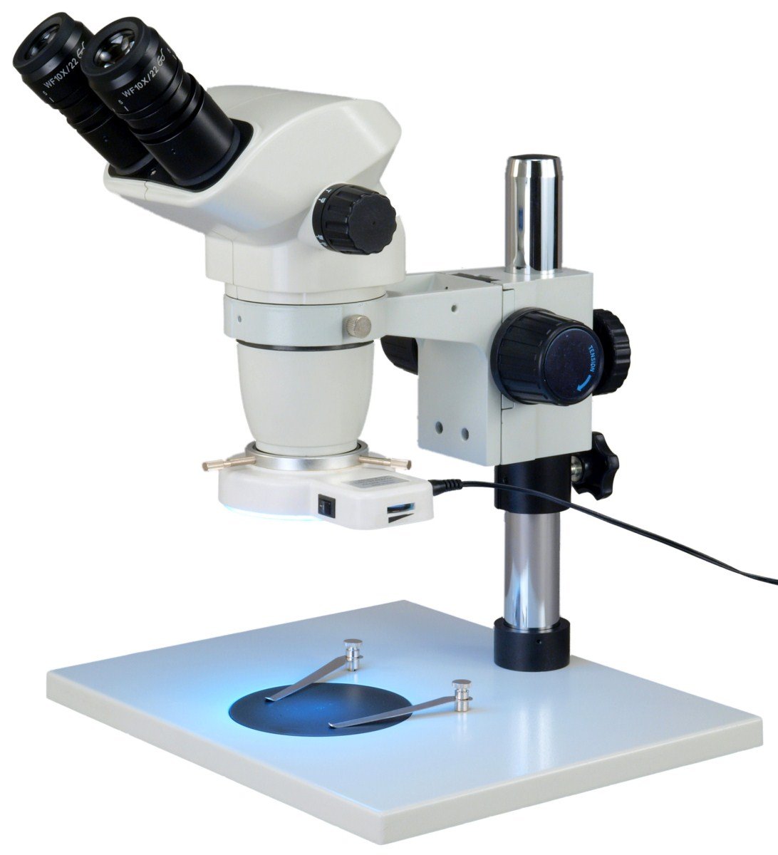 OMAX 6.7X-45X Zoom Binocular Microscope with LED Ring Light for Jewelry & Electronics Inspection