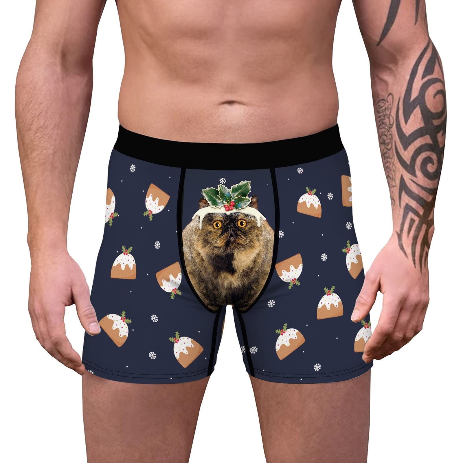 **Men's Christmas Print Boxer Briefs - Mid Waist Slim Fit, Breathable & Stretch Underwear for Men - Sexy Pack - Perfect for Holidays, Gifts & Everyday Comfort**