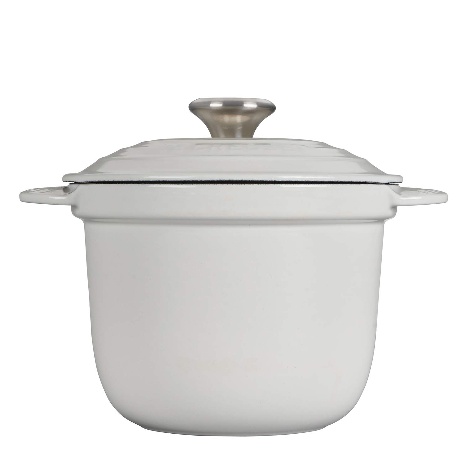 Le Creuset 2.25 Qt Enameled Cast Iron Rice Cooker with Lid & Stoneware Insert - Perfect for Stovetop Cooking, Serving, and Family Meals (White)