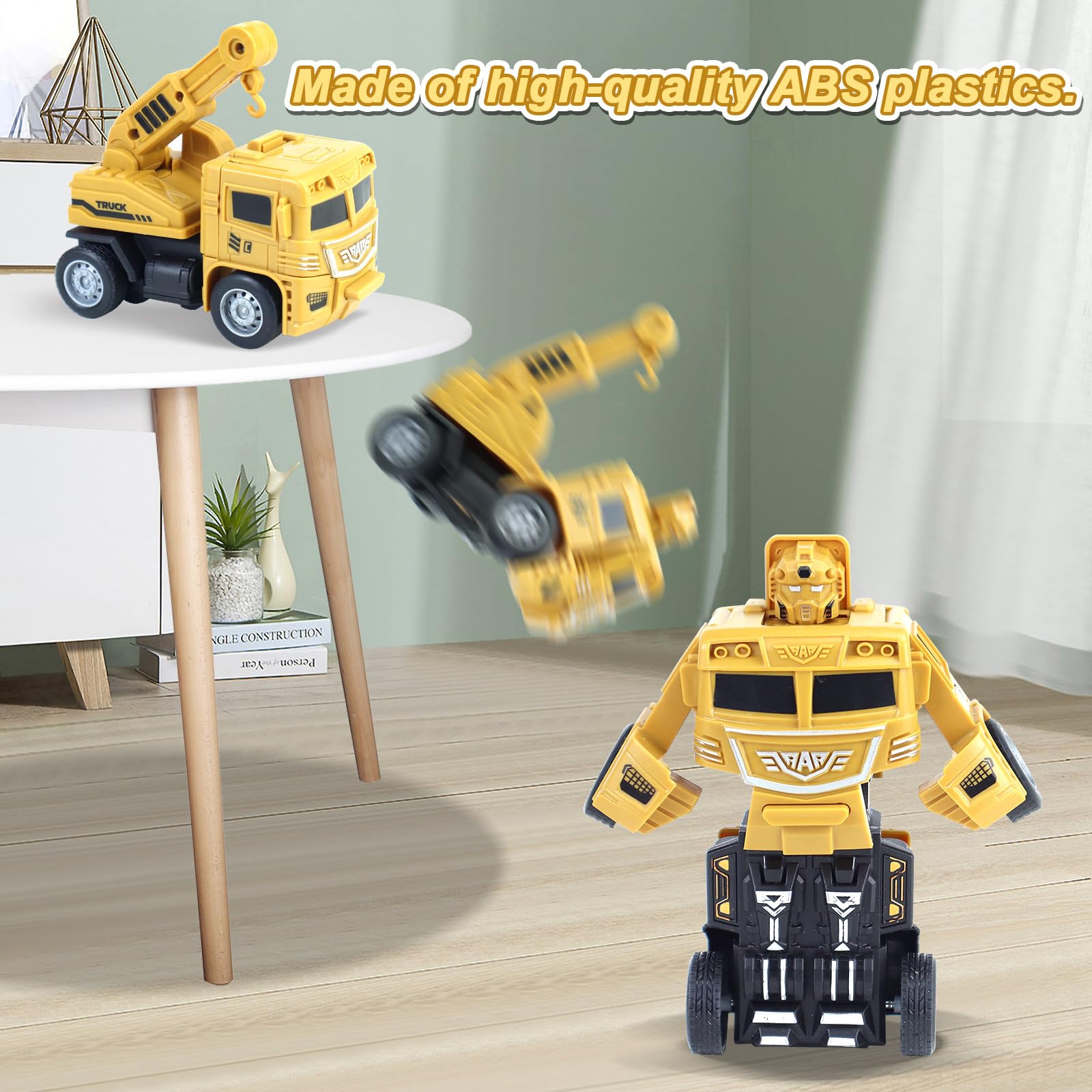 CORPER TOYS 4-Pack Construction Truck Toys Set with Dump Truck, Digger, Excavator & Cement Mixer - Friction Powered Transformable Vehicles for Kids - Perfect for Birthday Gifts, Pretend Play & STEM Learning