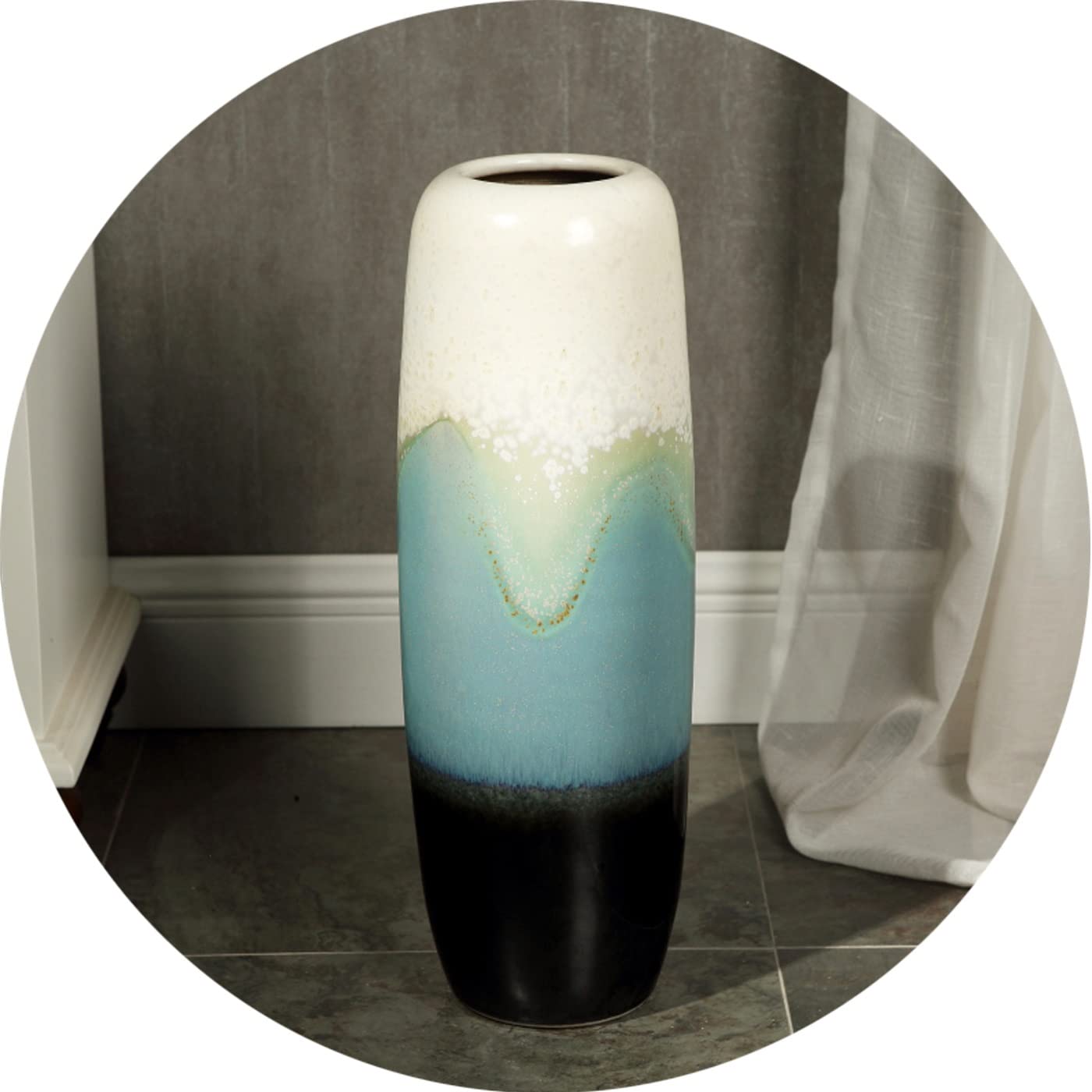 Large Boho Floor Vase 24-32 Inches - Yellow Ceramic Tall Decorative Vase for Living Room, Porch & Home Decor | Perfect for Farmhouse, Modern & Bohemian Interior Design