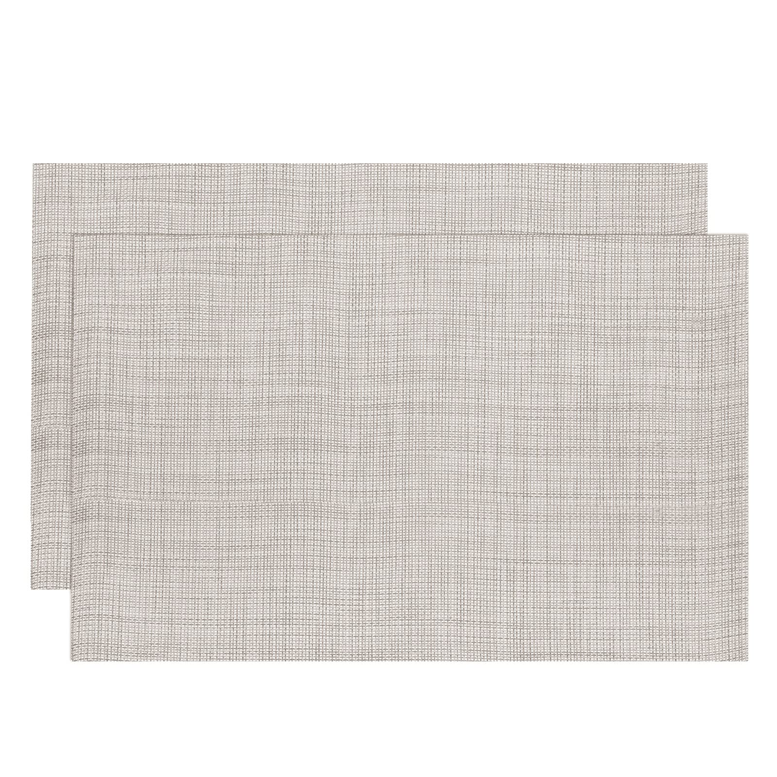 uxcell Washable PVC Woven Place Mats Set of 2, 17.7x11.8 Inches Beige Table Mats for Dining Room, Kitchen & Outdoor Use