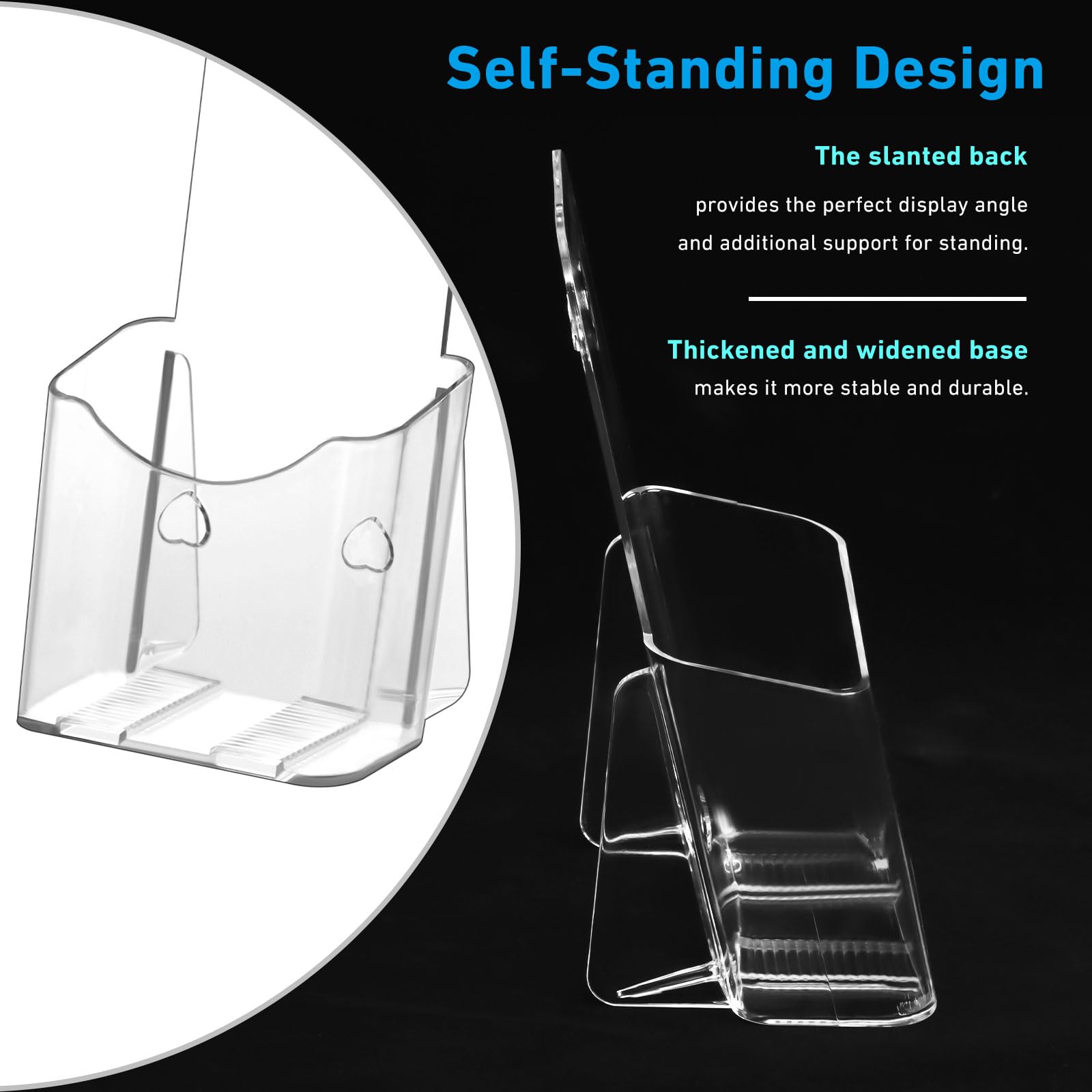 4x9 Inches Clear Acrylic Brochure Holder - Slant Back Design for Flyers, Pamphlets & Signs | Durable Plastic Table Display Stand for Office, Home & Store | 2 Pack | Perfect for Menus, Promotions & Information Displays