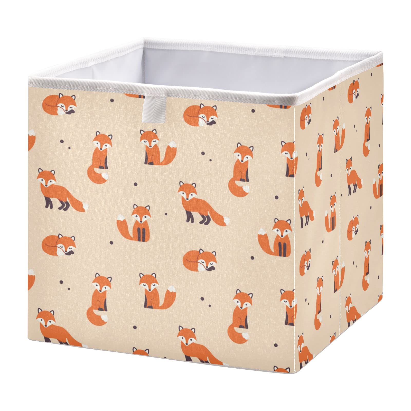 Bolaz Fox Pattern Storage Cubes - Foldable Fabric Bins for Home, Kids Room, Closet & Toy Organization | Perfect for Shelves, Cabinets & Nursery Decor