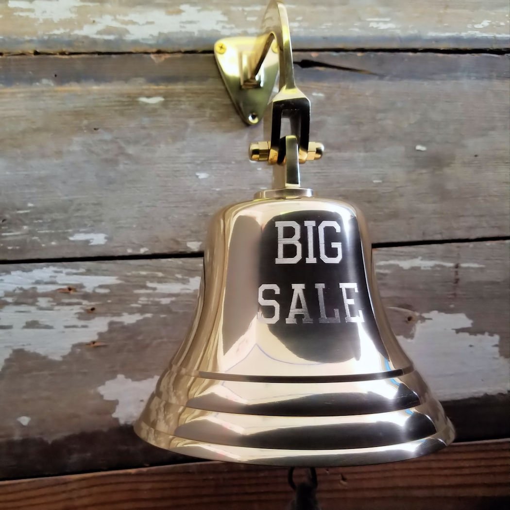 Authentic Polished Brass Engraved Bell - 7 Inch Handcrafted Decorative Bell for Home, Garden & Wedding Decor | Premium Quality & Elegant Design