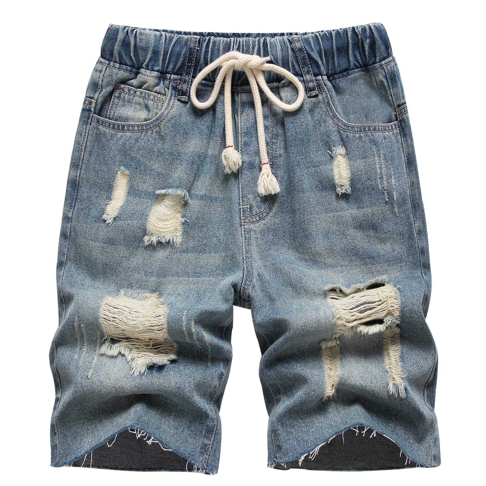 LOKTARC Boys' Ripped Denim Shorts - Casual Summer Wear