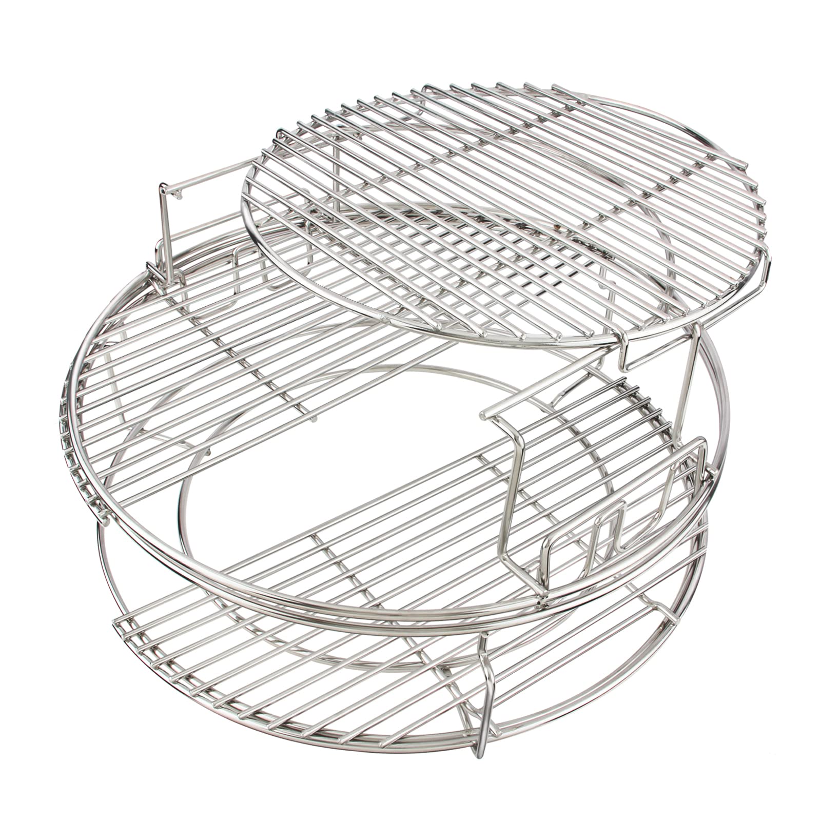 KAMaster 3-Tier 5-Piece Stainless Steel EGGspander Replacement Kit for Large Big Green Egg - Expandable Grill Rack with Removable Cooking System - Ultimate BBQ Accessories Set for L BGE - Perfect for Smoking, Grilling & Roasting Multiple Dishes Simultaneously