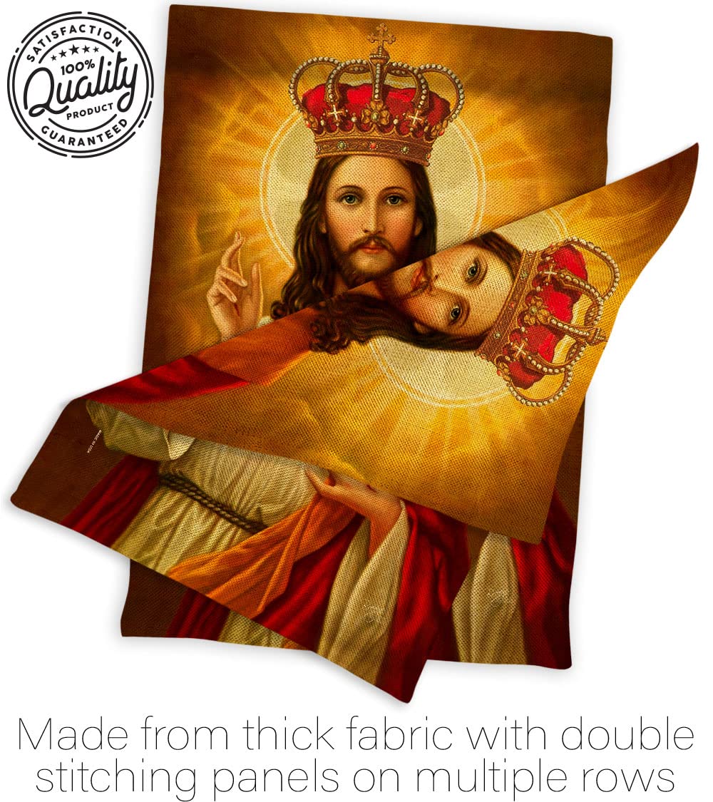 Jesus Sacred Heart Burlap Garden Flag - Religious Easter Decor for Home & Yard