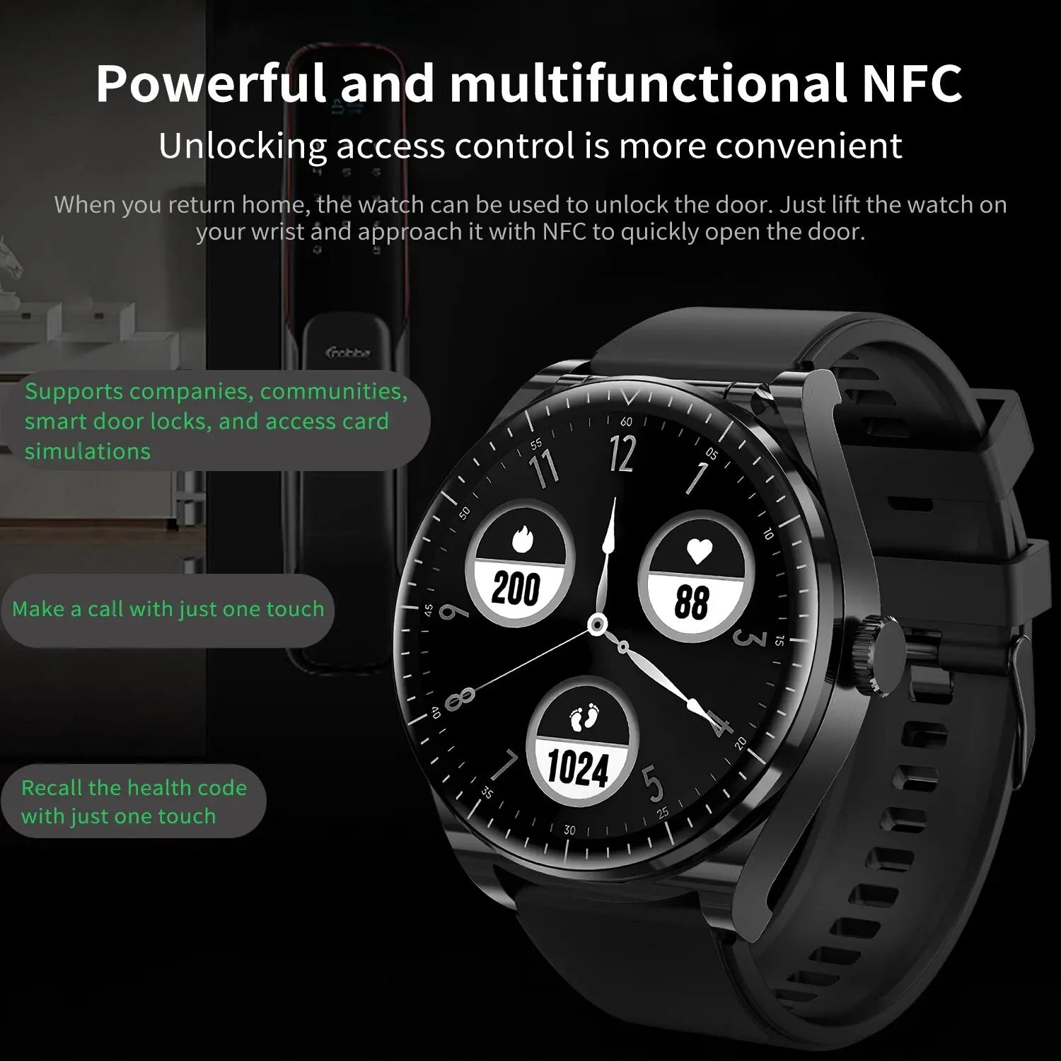Wireless Bluetooth Earbuds with Smart Watch, NFC Fitness Tracker for Running, Gym & Outdoor Sports - Waterproof Sports Headphones for iPhone & Android
