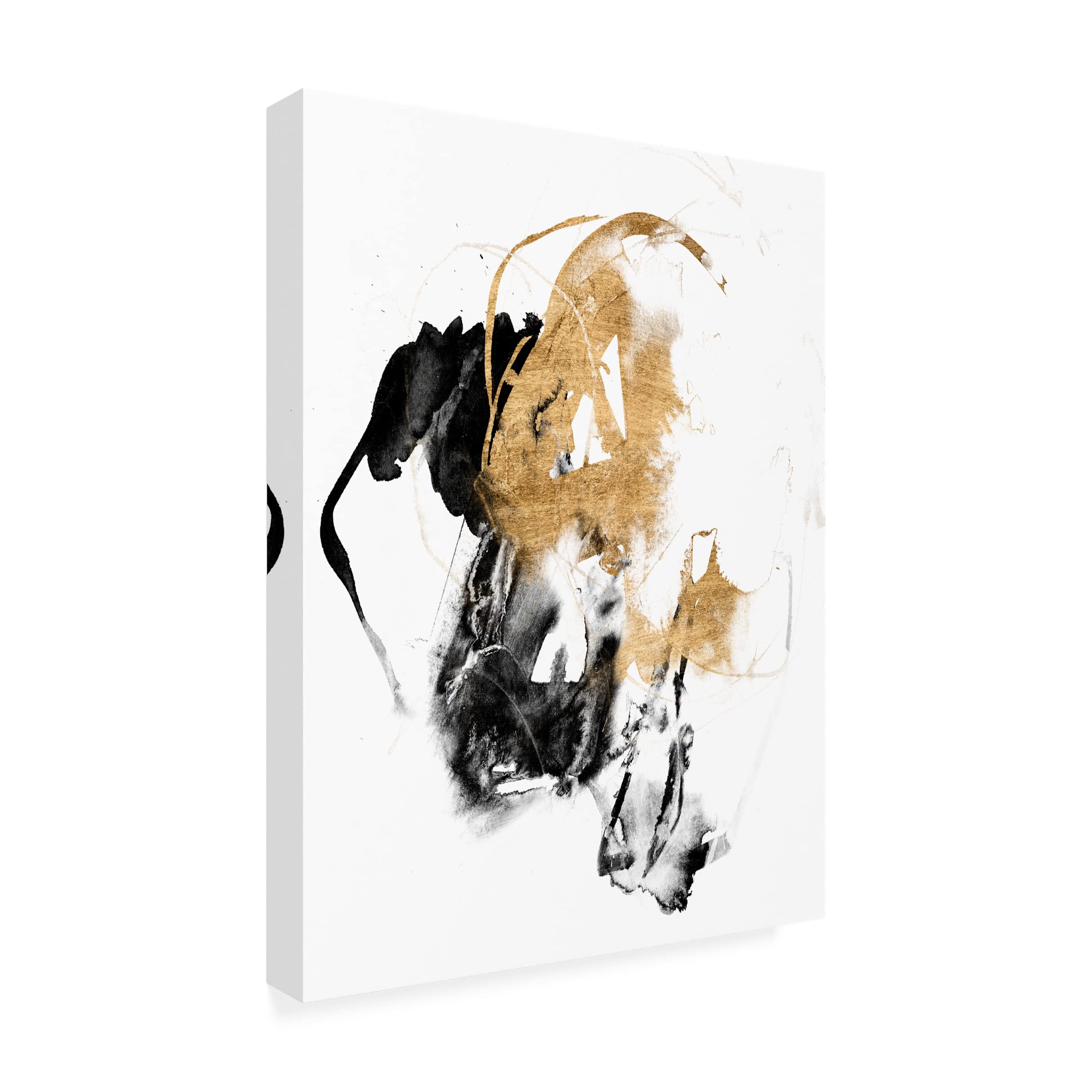 Jennifer Goldberger 'Black And Gold Splash II' Canvas Wall Art - Modern Abstract Painting for Living Room, Bedroom & Office Decor