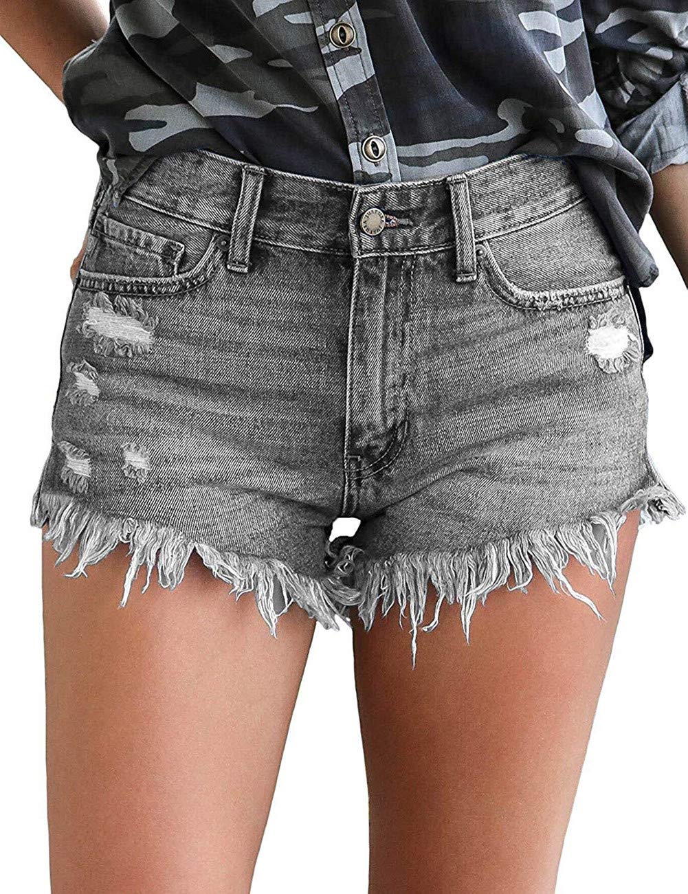 MODARANI Women's Ripped Distressed Denim Shorts - High Waisted Cut Off Jean Shorts for Summer | Perfect for Beach, Music Festivals & Casual Outfits