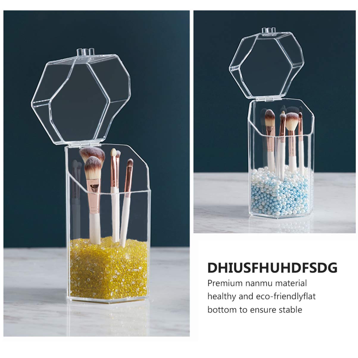 Clear Makeup Brush Holder with Cover - Vanity & Desk Organizer for Beauty Tools