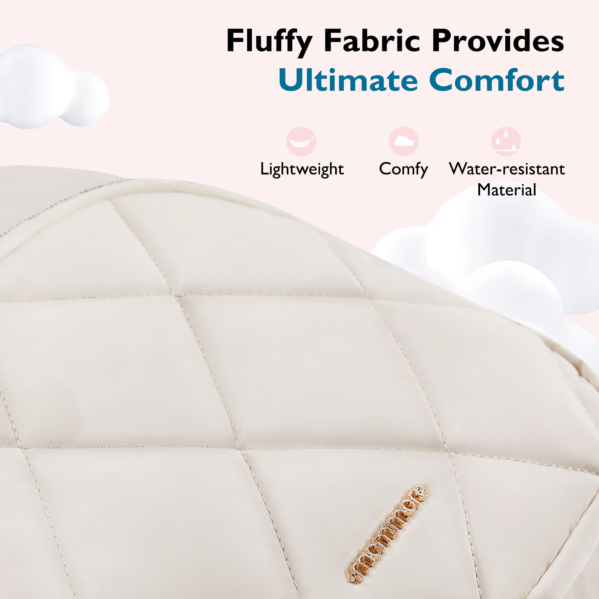 Mommore Diaper Bag Backpack - Lightweight Quilted Baby Bag with Stroller Straps & Changing Pad | Small Travel Diaper Backpack for Women | Perfect for Daycare, Outings & Airport Travel