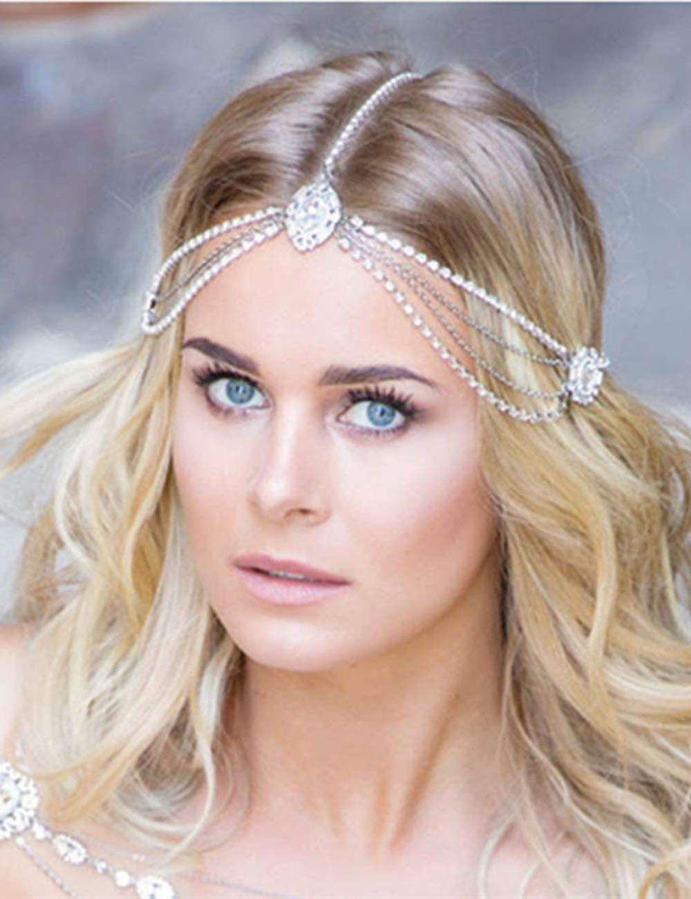 Missgrace Women's Bohemian Rhinestone Head Chain - Elegant Bridal Hair Accessories for Weddings, Parties & Special Occasions