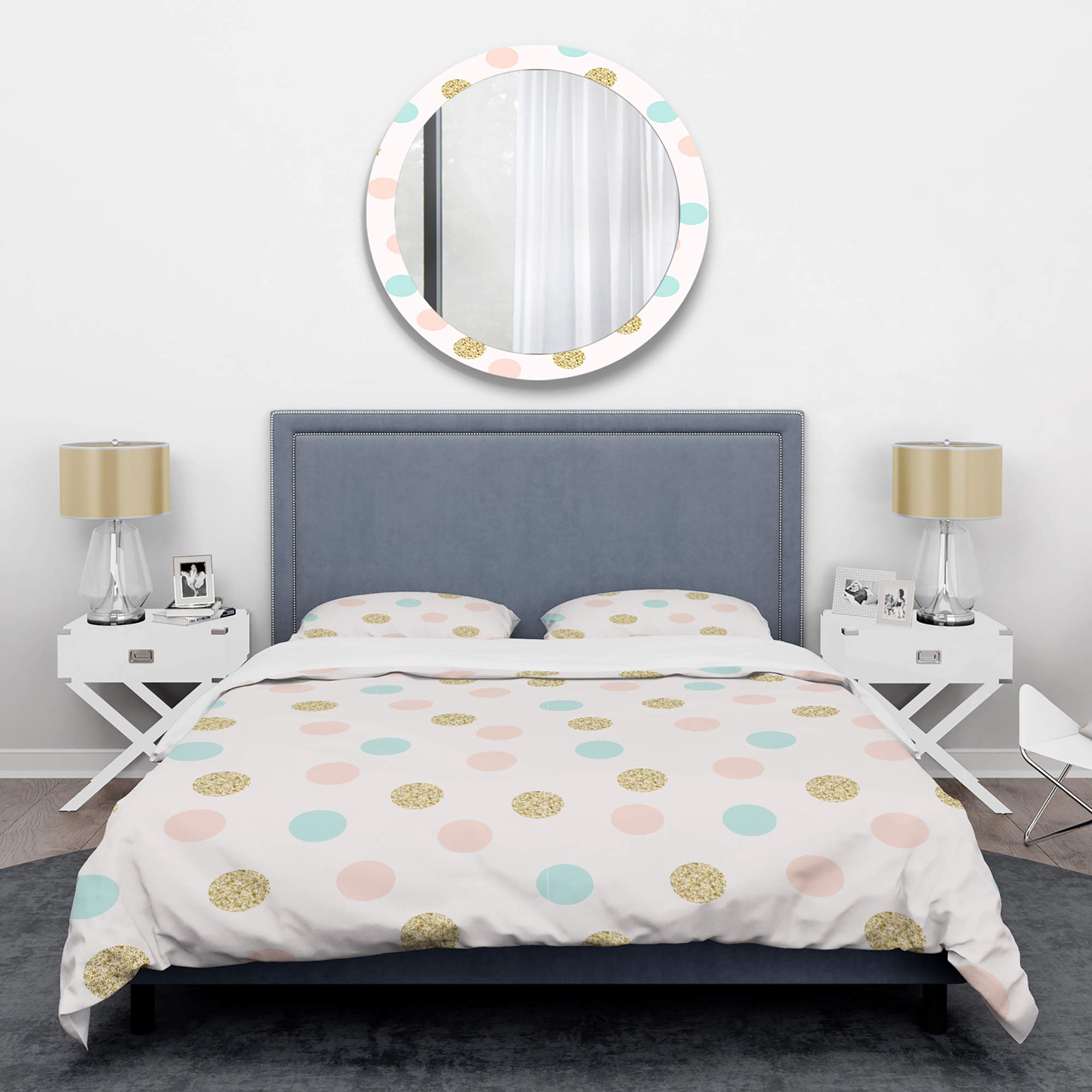 Gold Chic Mid-Century Modern Duvet Cover Set King Size - 3 Piece Luxury Bedding Set for All Seasons | Perfect for Master Bedroom, Guest Room & Modern Home Decor