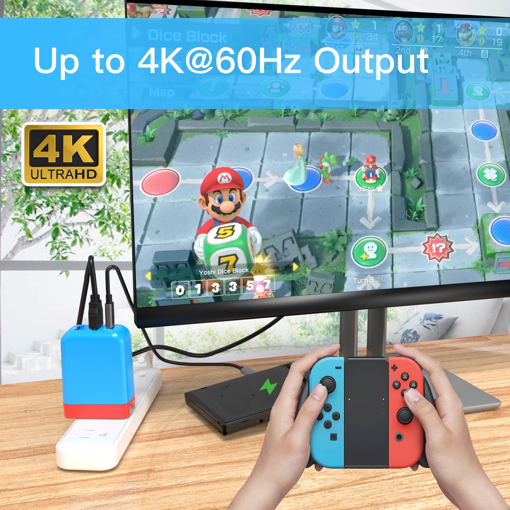 Mirabox 65W USB C Docking Station for Nintendo Switch - 4K 60Hz HDMI Output, Fast Charging for Switch OLED/Steam Deck/ROG Ally/Samsung Dex/iPad/MacBook - Portable Dock Charger for Gaming & Work Setup