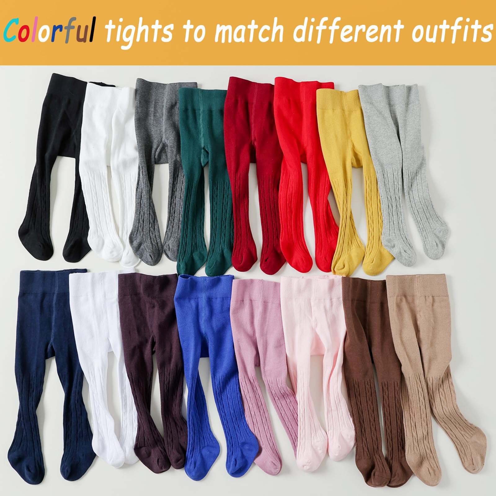 Baby Girl Cable Knit Leggings - Soft Cotton Winter Tights for Toddlers (3/4/5 Pack) | Warm Seamless Stockings for Playdates, Daycare & Cold Weather Outfits