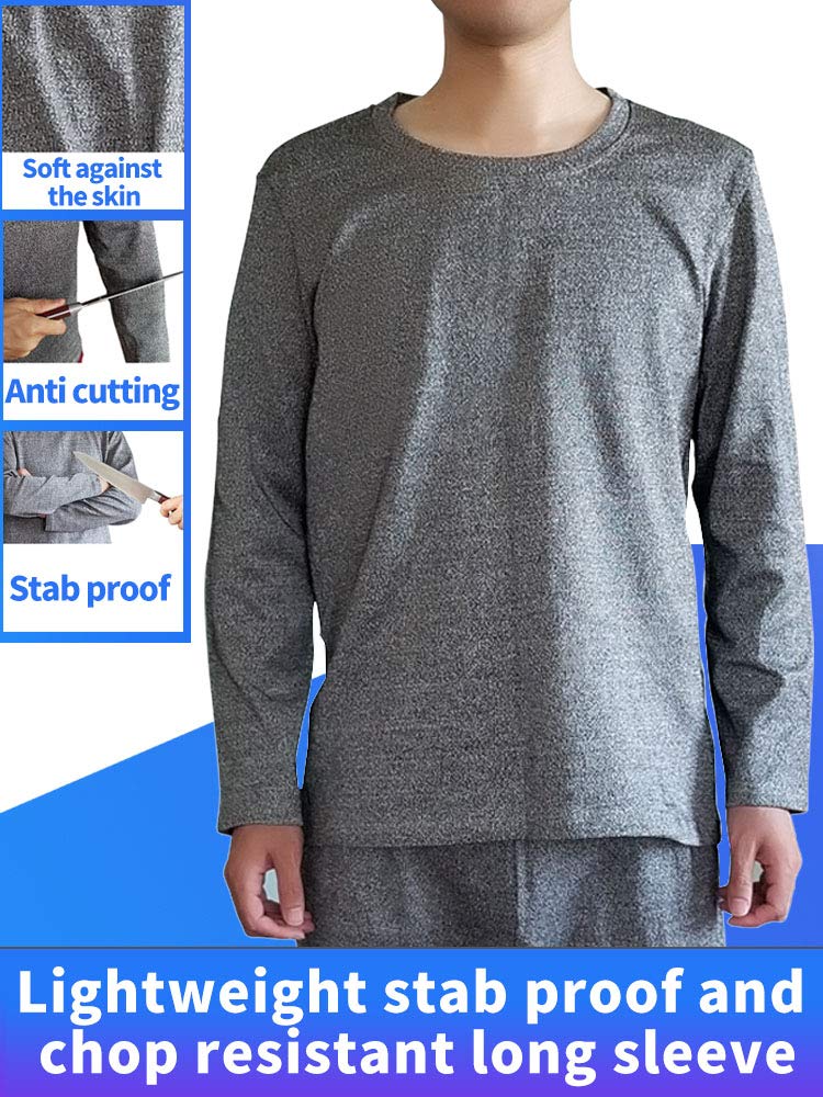 A3 Grade 5 Cut Resistant Long Sleeve Round Neck Shirt - Anti-Scratch, Anti-Stab, Anti-Fouling & Shatterproof Safety Wear for Construction, Manufacturing & Food Processing Workers