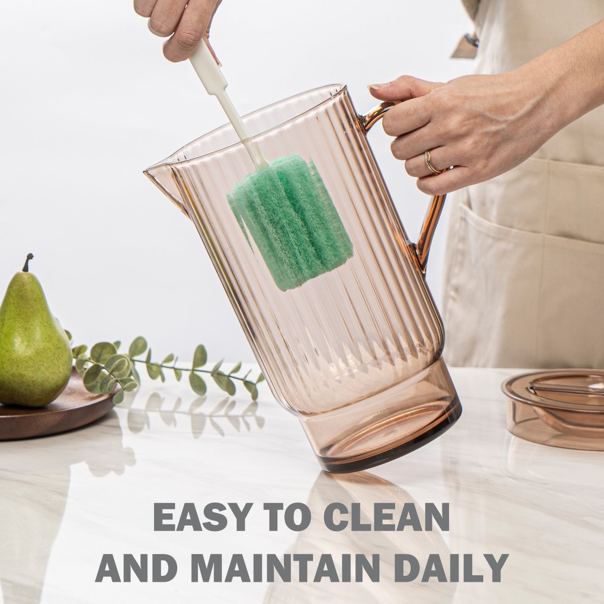 72oz Serenity Clear Water Pitcher with Lid - BPA Free Large Glass Pitcher for Iced Tea, Lemonade & Infused Water - Perfect for Refrigerator, Parties & Outdoor Gatherings