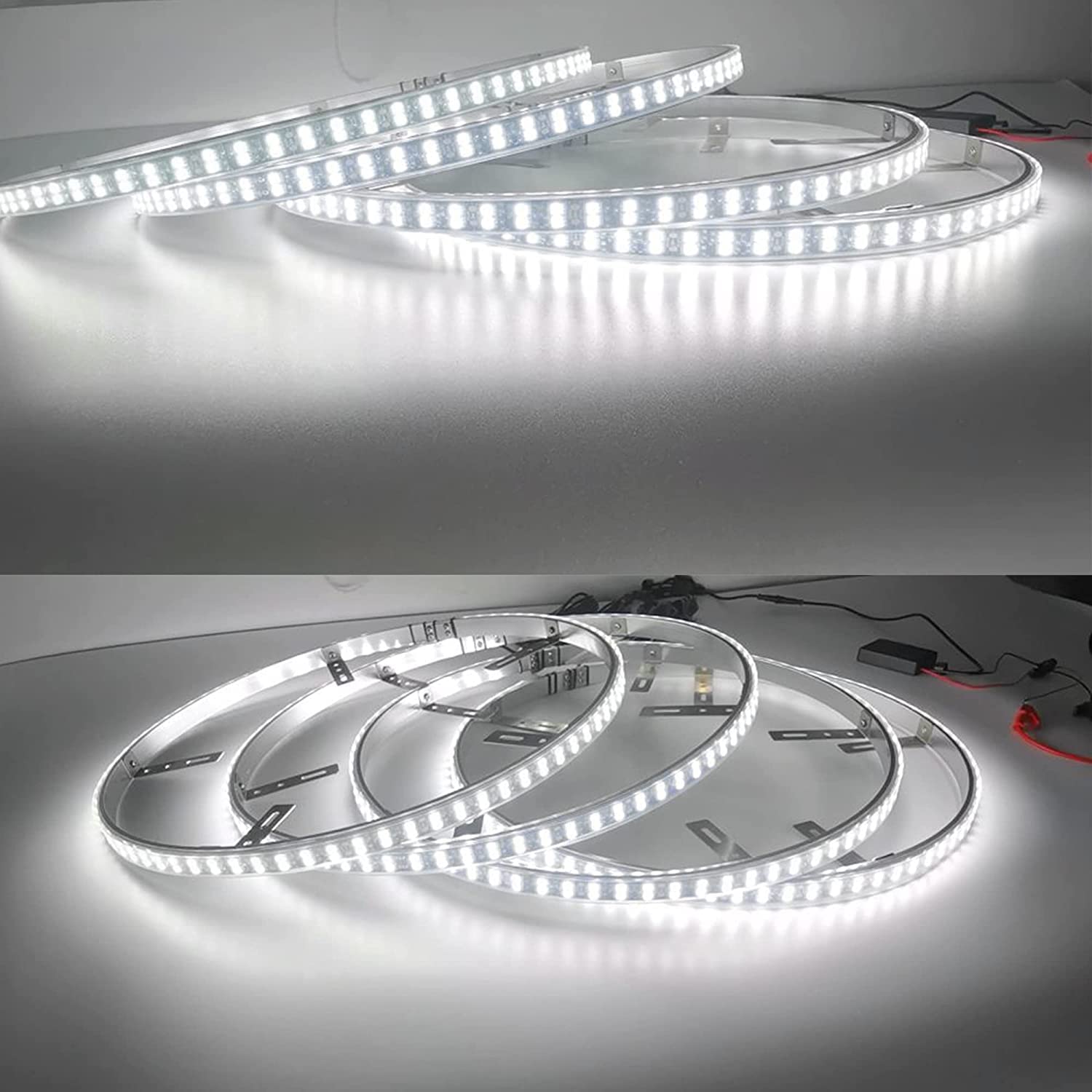 15.5 Inch Double Row White LED Wheel Ring Lights - Waterproof, Pure White, 576 LEDs with Wireless RF Remote & APP Control - Perfect for Trucks, Cars, SUVs, Pickups (Enhance Night Driving & Vehicle Styling)