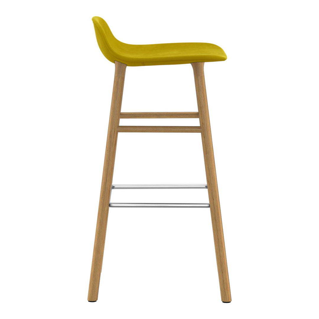 Modern Form Bar Stool with Wooden Legs & Upholstered Seat - Perfect for Kitchen Islands, Home Bars & Dining Counter Height Tables