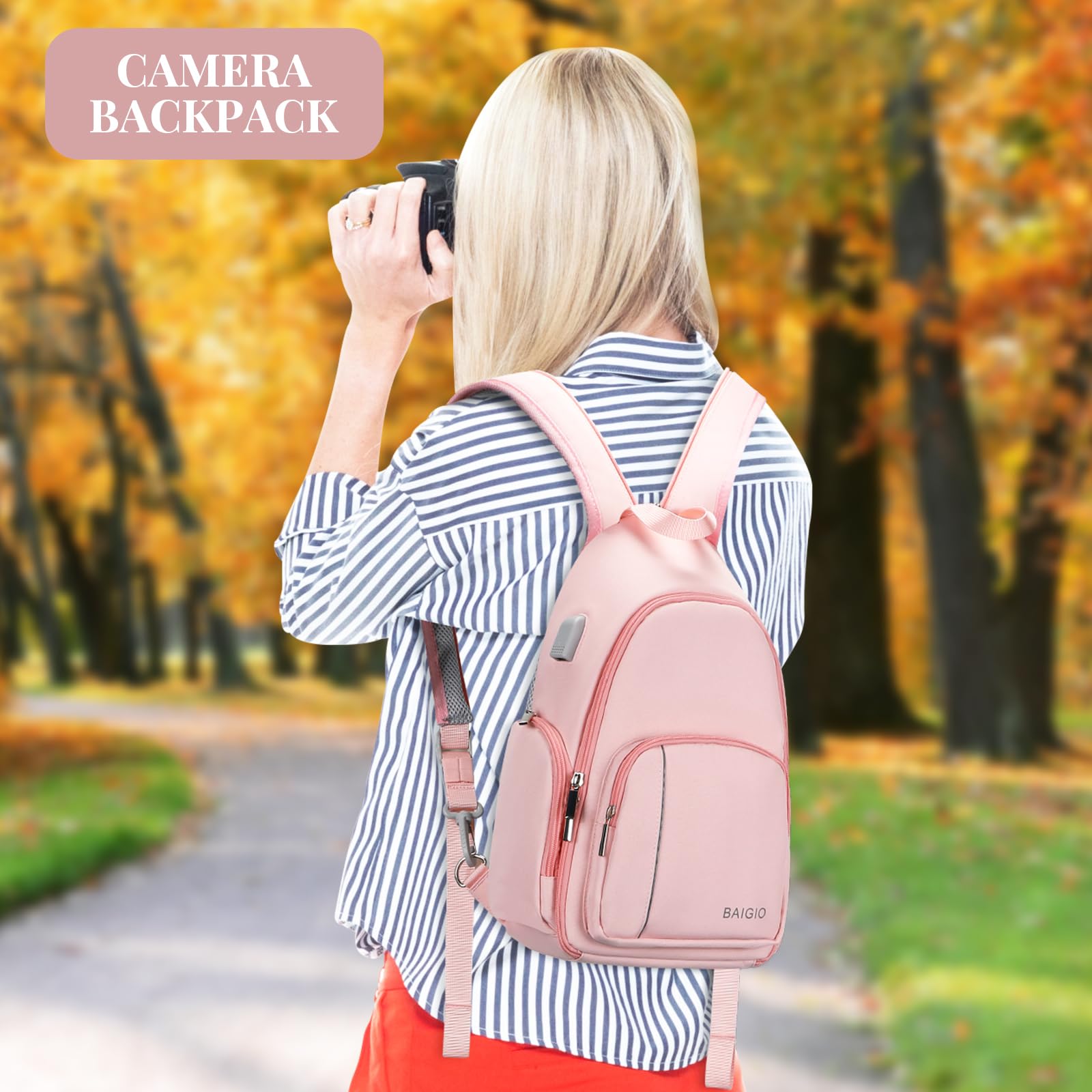 BAIGIO Waterproof Camera Sling Bag - Compact Crossbody Backpack for DSLR, SLR & Mirrorless Cameras - Perfect for Travel, Hiking & Outdoor Photography (Black)