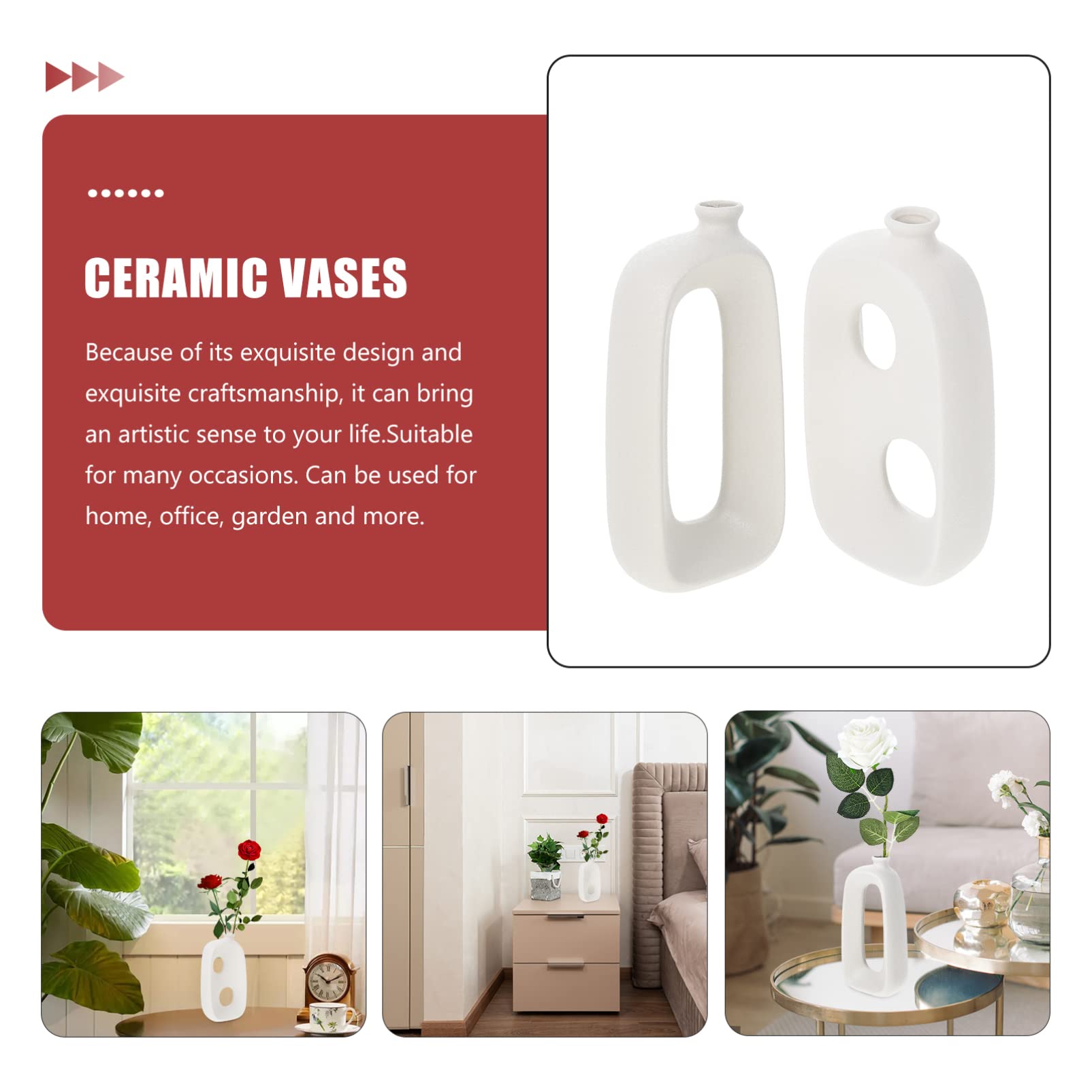 2pcs Abstract Ceramic Vase Set - Small Modern Art Vase for Home Decor, Desktop, Flower Arrangement, and Dry Flowers | Perfect for Living Room, Bedroom, and Office Decoration