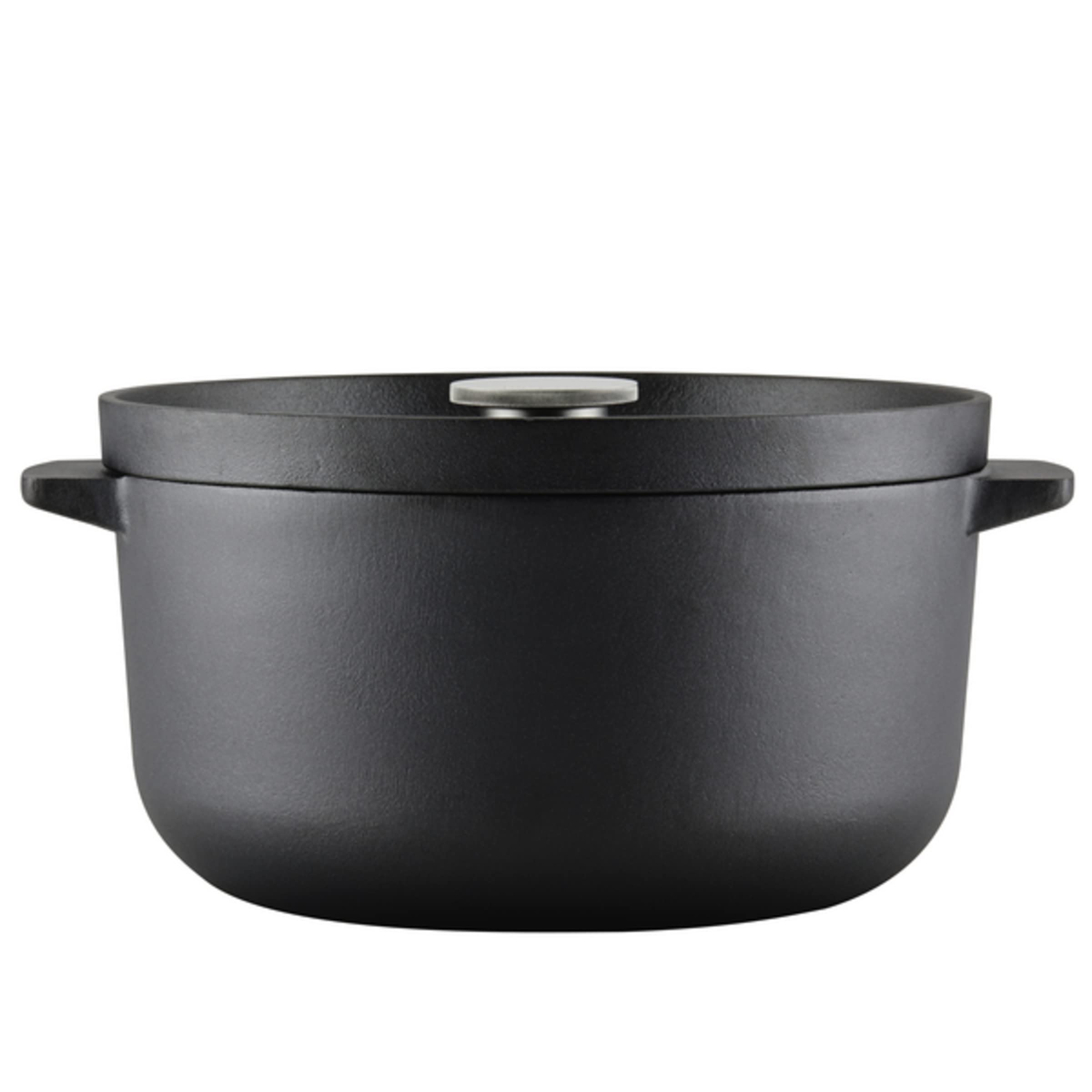 KitchenAid 6 Quart Seasoned Cast Iron Dutch Oven - Black Enameled Pot for Braising, Stewing & Baking | Perfect for Soups, Bread & Camping Meals