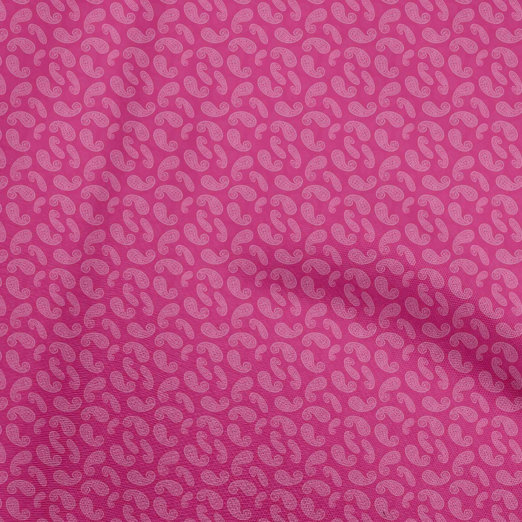 oneOone Cotton Flex Pink Asian Paisley Print Fabric by The Yard - 40 Inch Wide Soft Dress Material for DIY Fashion, Home Decor & Craft Projects