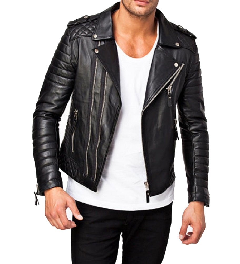 Premium Genuine Cow Leather Jacket for Men - Durable Cow-Hide Biker Jacket C446 - Perfect for Motorcycle Riding, Casual Outfits & Winter Fashion