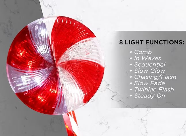 28 LED Peppermint Candy Solar Garden Stakes - 4 Pack Outdoor Decorative Lights for Yard, Pathway, Lawn & Landscape - Weatherproof Solar Powered Decoration for Christmas, Halloween & Year-Round Use