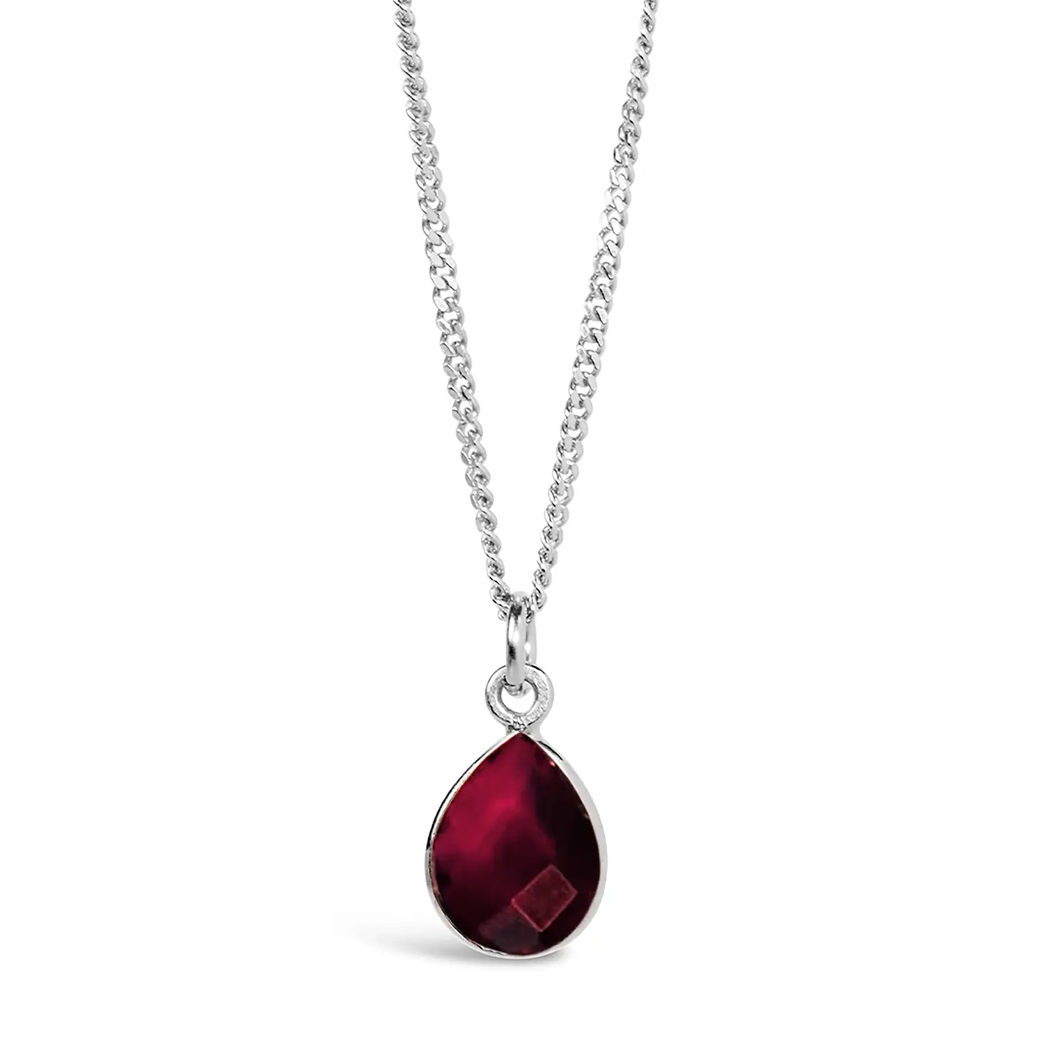 Garnet Charm Necklace - Sterling Silver January Birthstone Jewelry for Women - Perfect Gift for Birthday, Anniversary & Valentine's Day