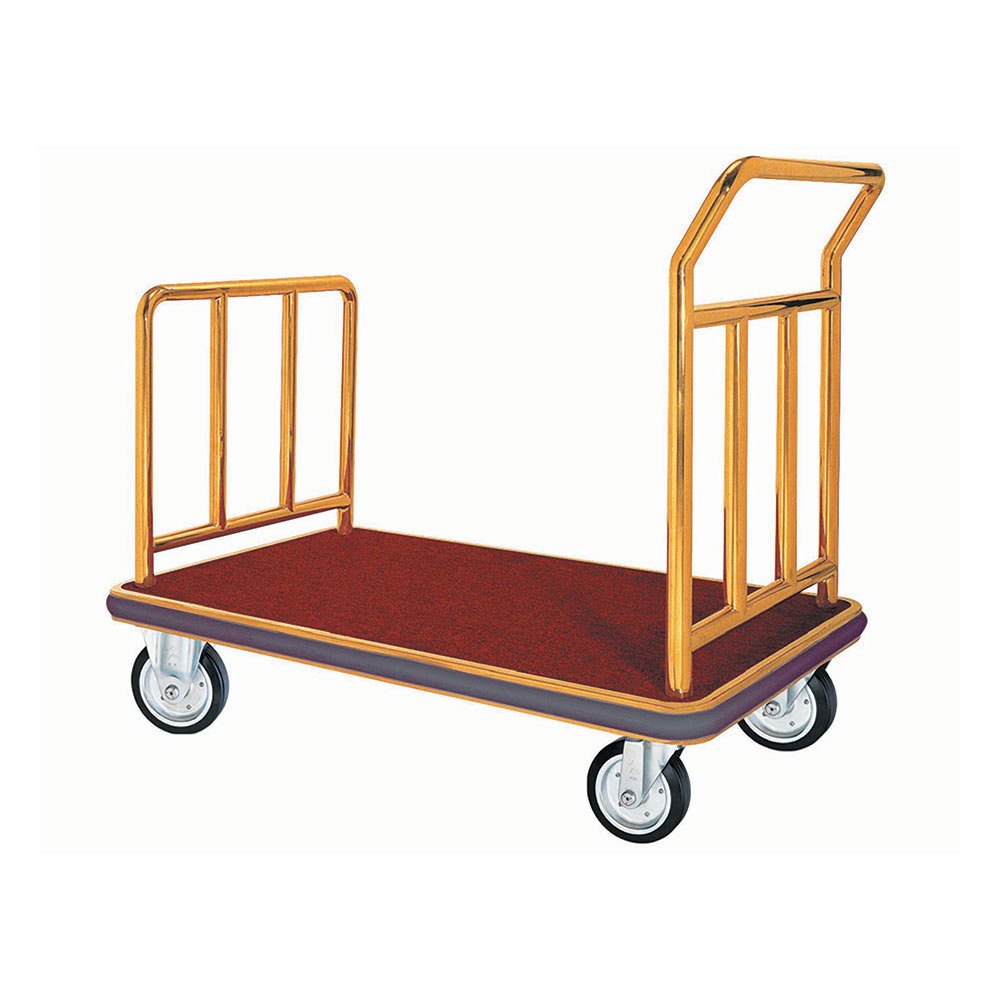 Heavy Duty 4 Wheel Hand Truck with Red Carpet Finish - Brass Frame Dolly for Moving Furniture, Appliances & Heavy Boxes - Perfect for Home, Office & Warehouse Use