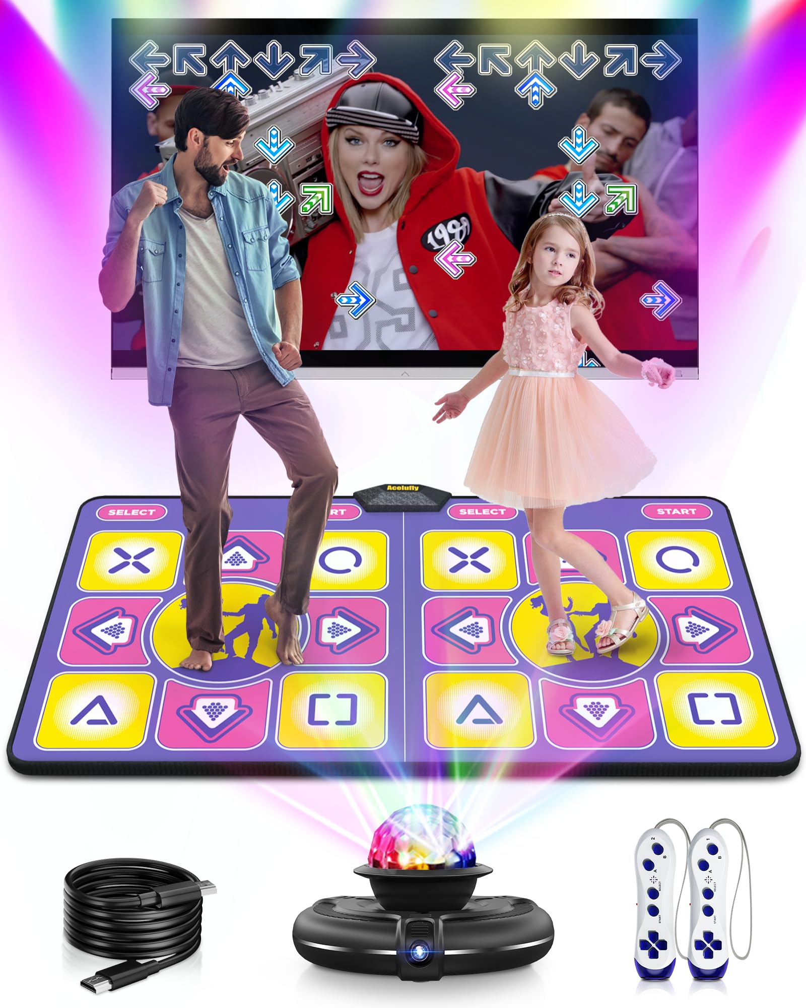 Wireless Electronic Dance Mat for TV with Camera - Anti-Slip Fitness Dance Pad for Kids & Adults, Perfect Gift for 3-12 Year Old Boys & Girls - Great for Family Game Nights, Birthday Parties & Indoor Exercise (Purple)